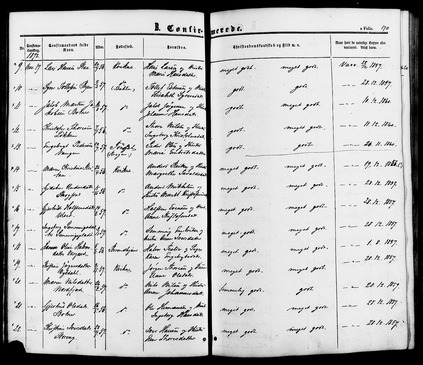 Kvikne prestekontor, SAH/PREST-064/H/Ha/Haa/L0006: Parish register (official) no. 6, 1863-1886, p. 170