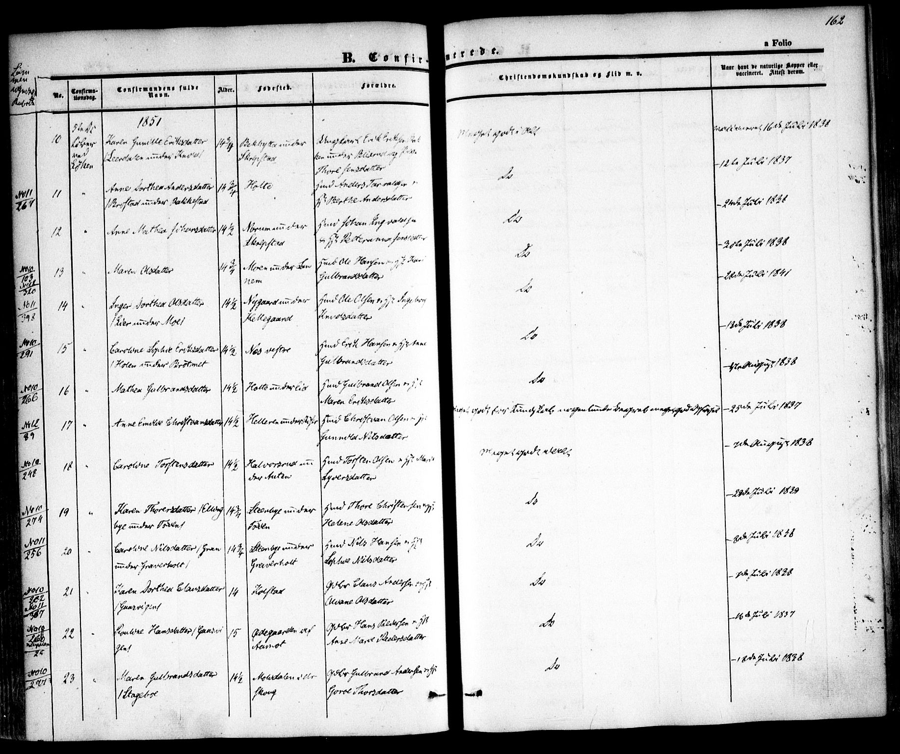 Høland prestekontor Kirkebøker, AV/SAO-A-10346a/F/Fa/L0009: Parish register (official) no. I 9, 1846-1853, p. 162