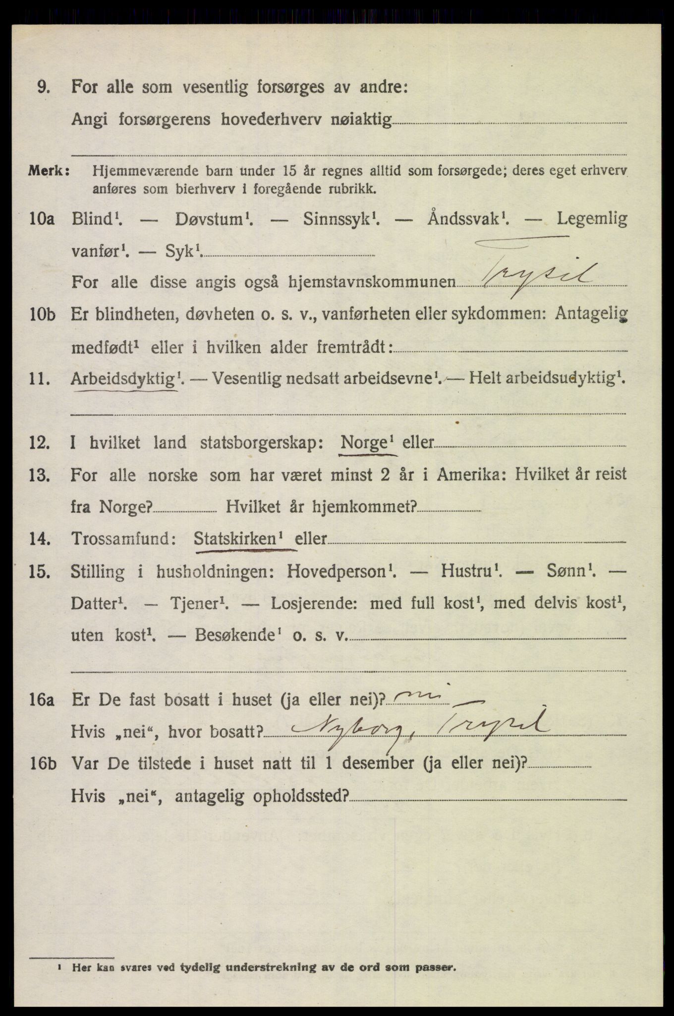 SAH, 1920 census for Trysil, 1920, p. 9418