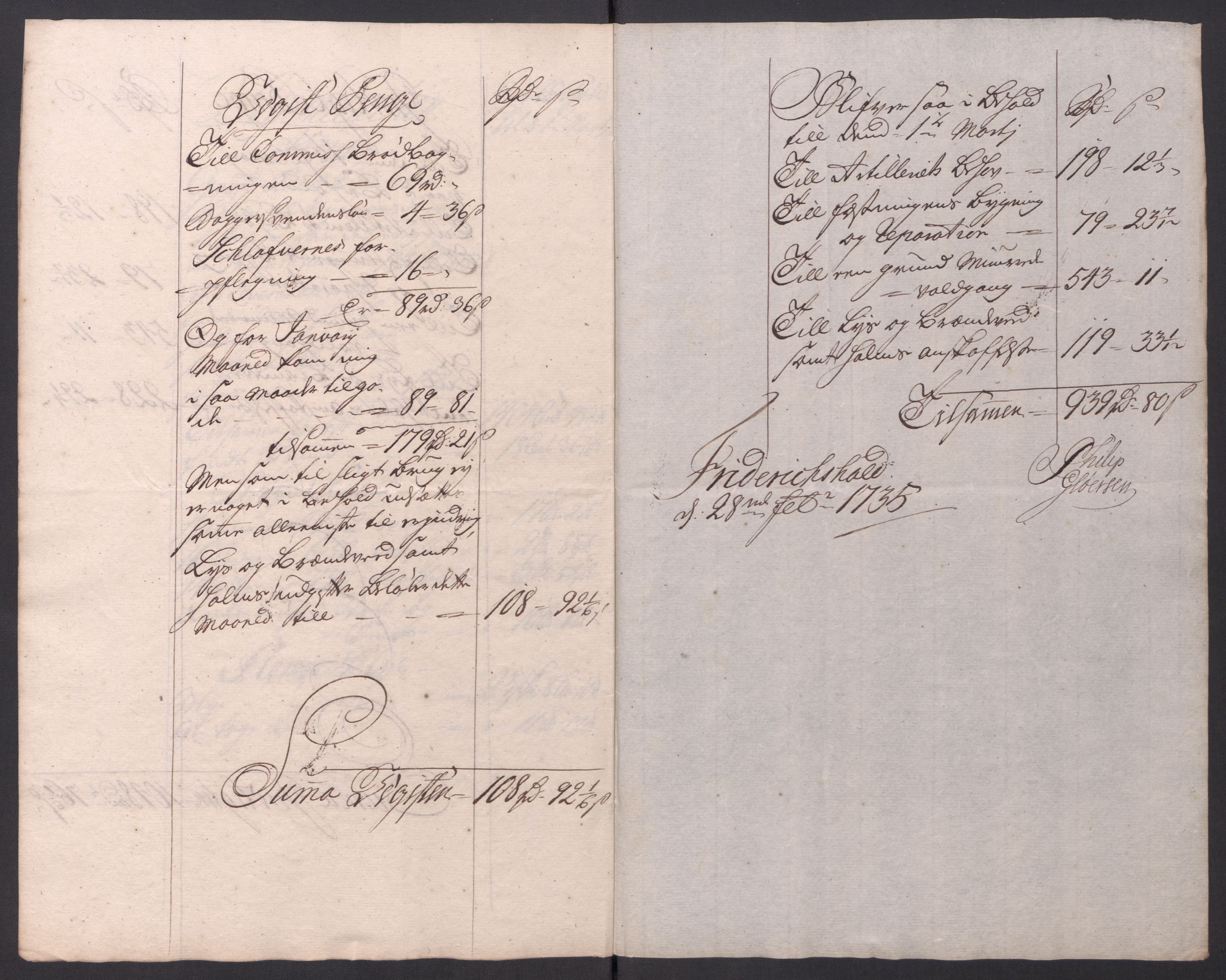 Kommanderende general (KG I) med Det norske krigsdirektorium, AV/RA-EA-5419/D/L0154: Fredriksten festning: Brev, inventarfortegnelser og regnskapsekstrakter, 1730-1739, p. 382