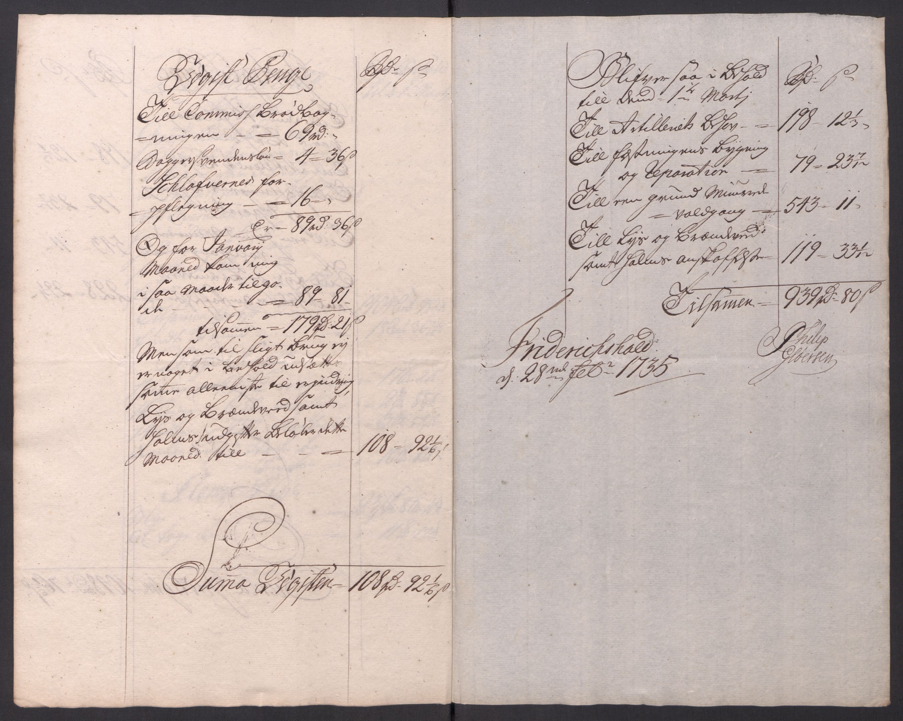 Kommanderende general (KG I) med Det norske krigsdirektorium, RA/EA-5419/D/L0154: Fredriksten festning: Brev, inventarfortegnelser og regnskapsekstrakter, 1730-1739, p. 382