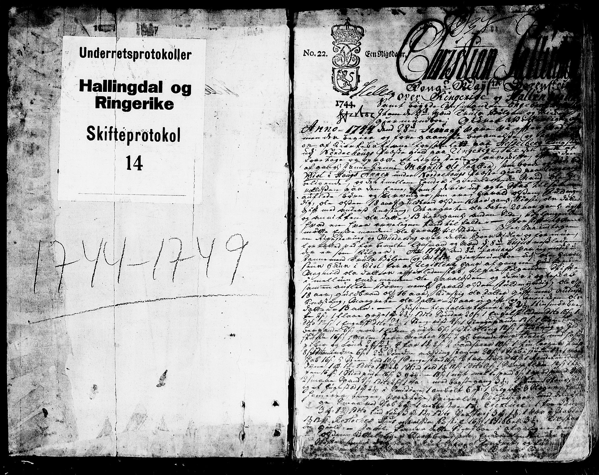 Ringerike og Hallingdal sorenskriveri, SAKO/A-81/H/Ha/L0014: Skifteprotokoll, 1744-1749, p. 0b-1a