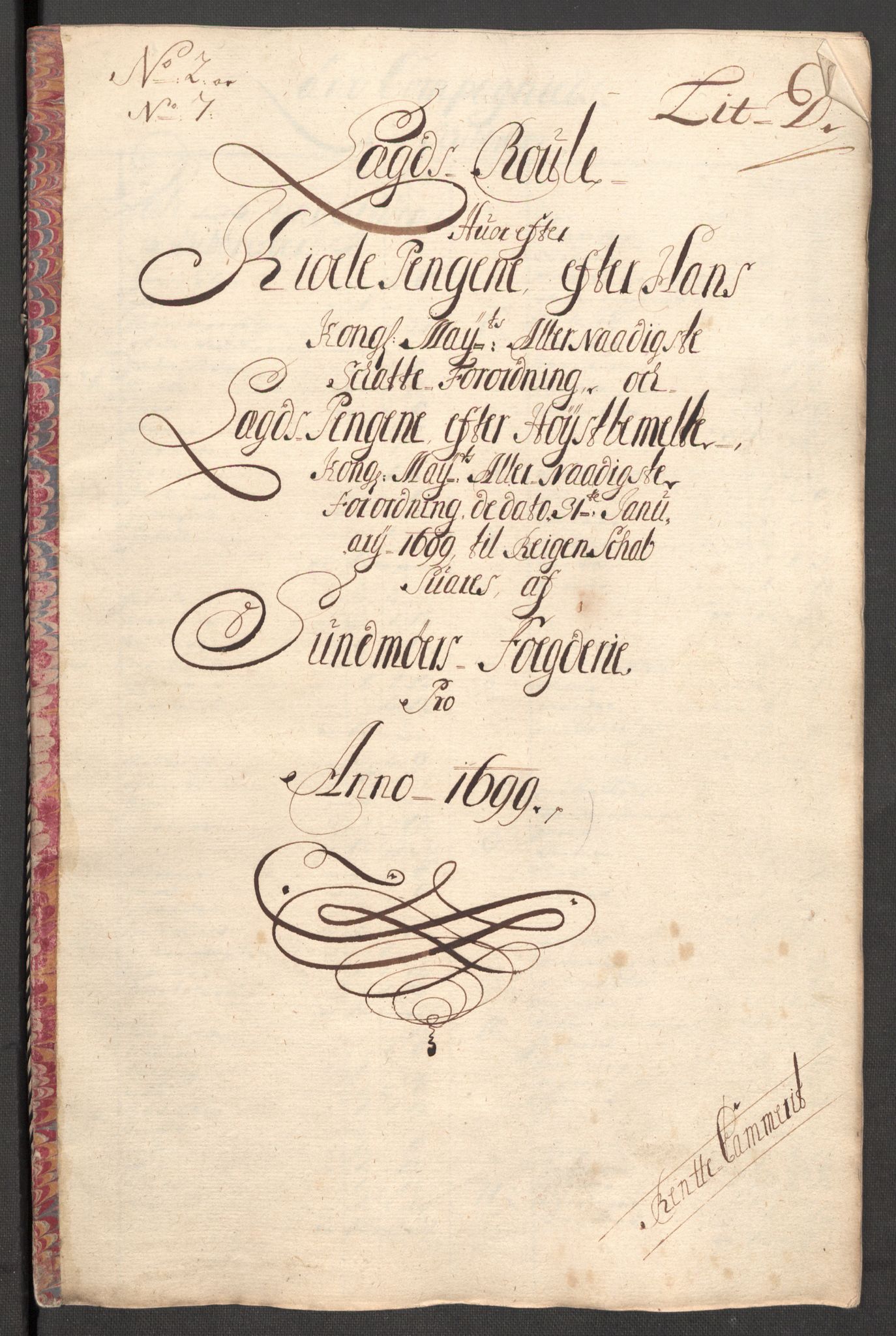 Rentekammeret inntil 1814, Reviderte regnskaper, Fogderegnskap, AV/RA-EA-4092/R54/L3557: Fogderegnskap Sunnmøre, 1699, p. 99