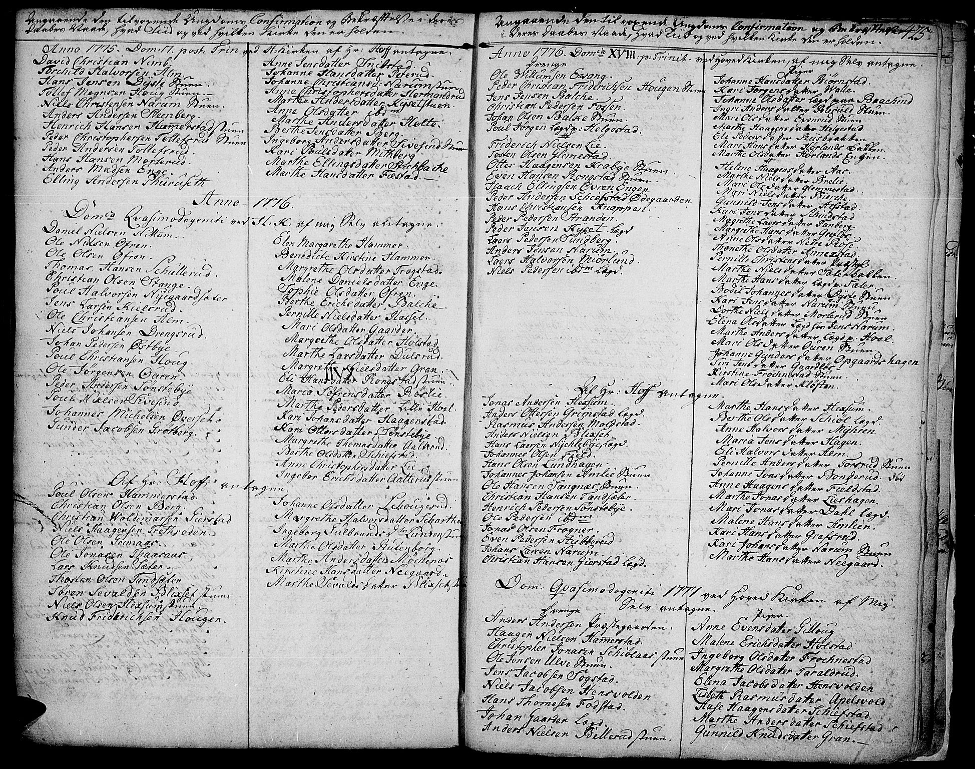 Toten prestekontor, SAH/PREST-102/H/Ha/Haa/L0006: Parish register (official) no. 6, 1773-1793, p. 425