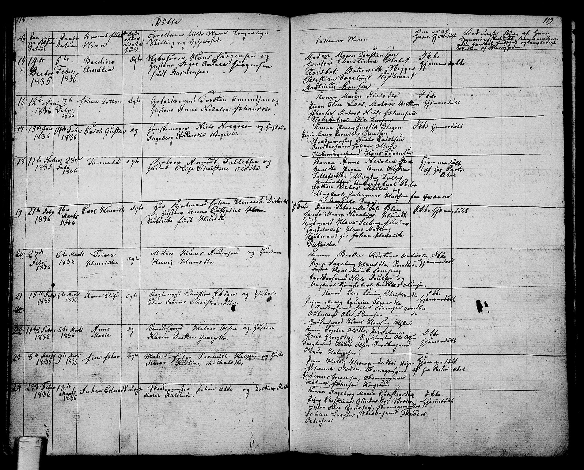 Tønsberg kirkebøker, AV/SAKO-A-330/G/Ga/L0002: Parish register (copy) no. 2, 1827-1854, p. 118-119