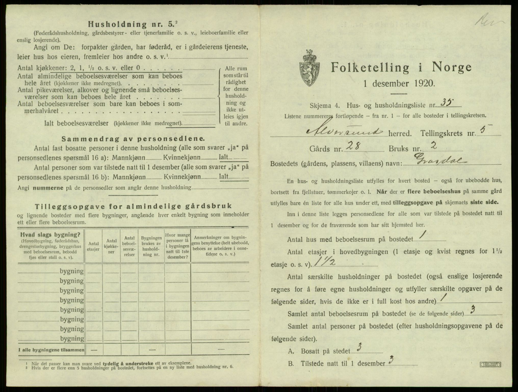 SAB, 1920 census for Alversund, 1920, p. 512