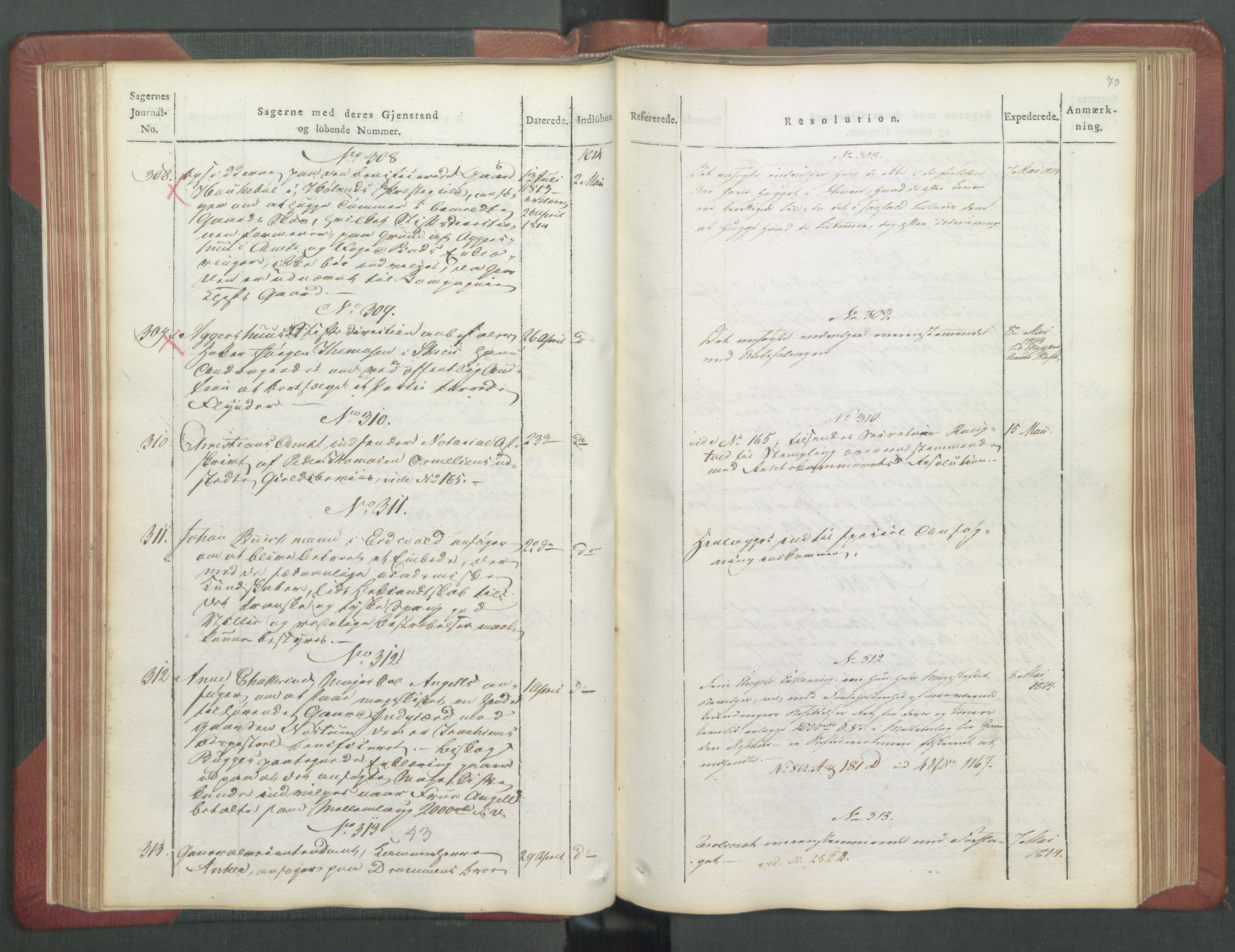 Departementene i 1814, AV/RA-S-3899/Fb/L0029: Journal A 1-900 (ekstraktprotokoll), 1814, p. 70