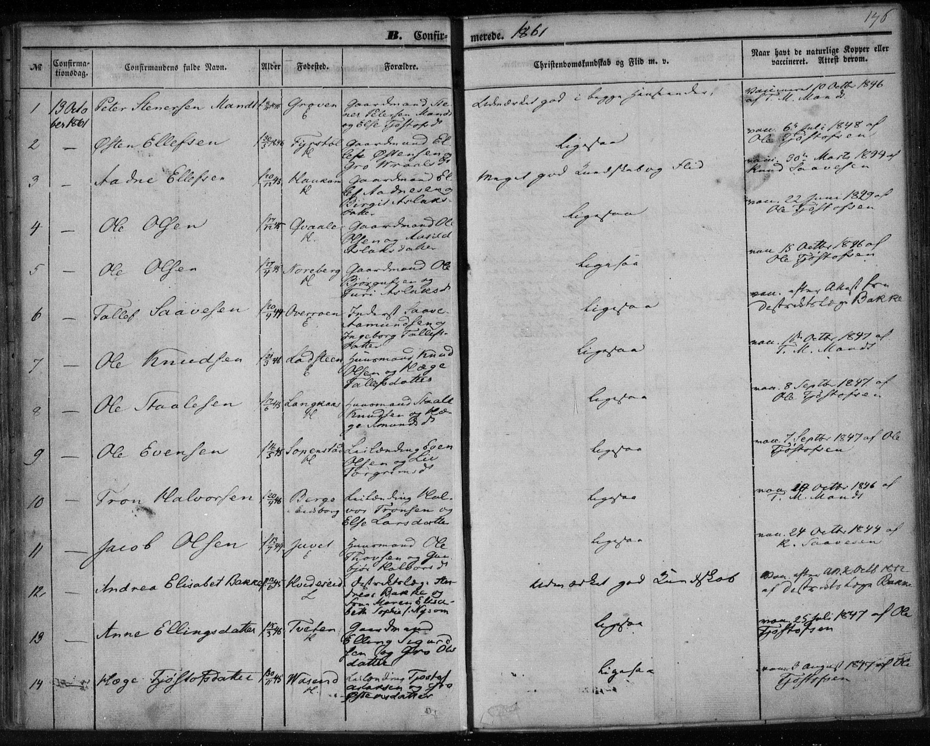Lårdal kirkebøker, SAKO/A-284/F/Fa/L0006: Parish register (official) no. I 6, 1861-1886, p. 146