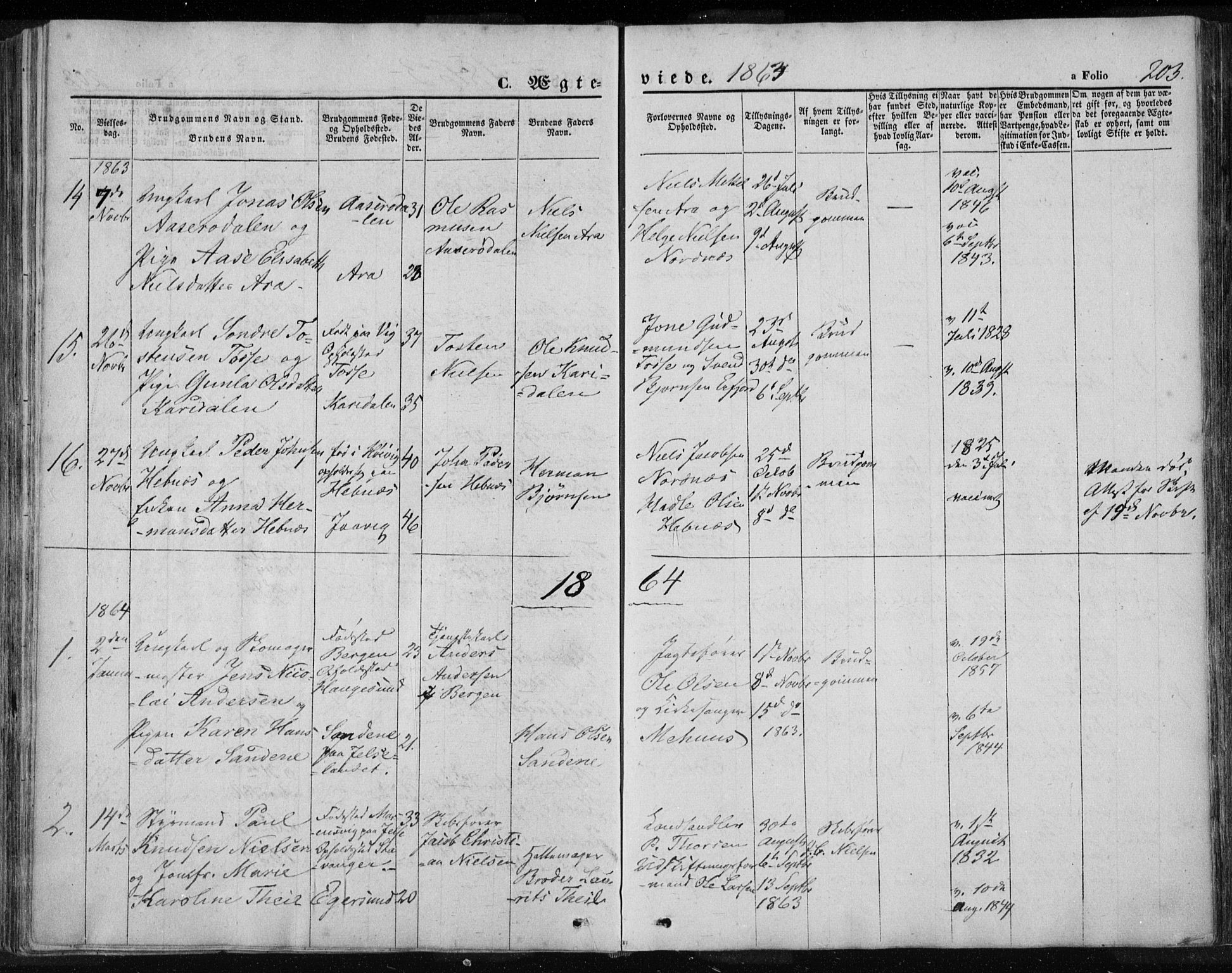 Jelsa sokneprestkontor, SAST/A-101842/01/IV: Parish register (official) no. A 7, 1854-1866, p. 203