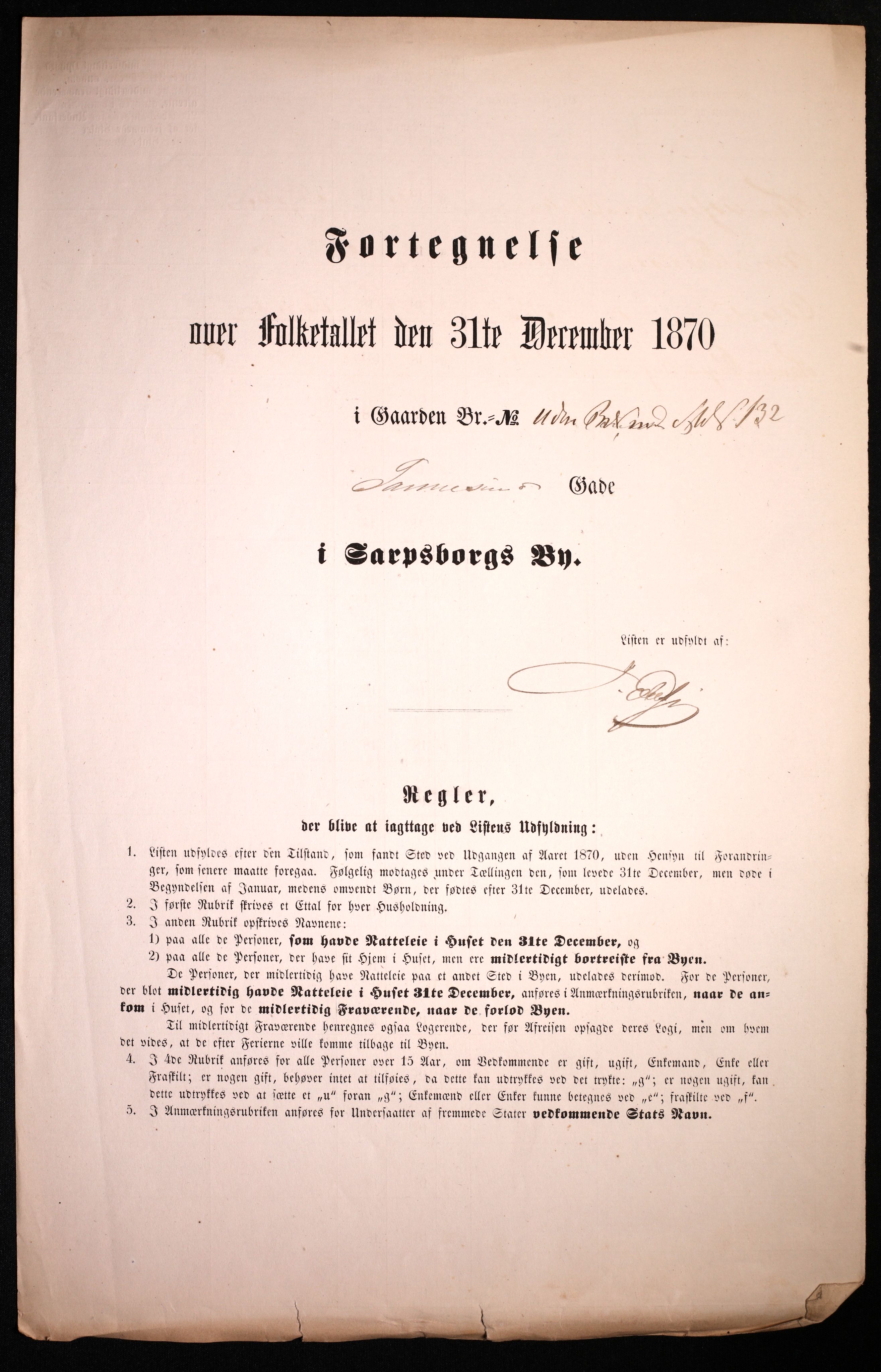 RA, 1870 census for 0102 Sarpsborg, 1870, p. 361