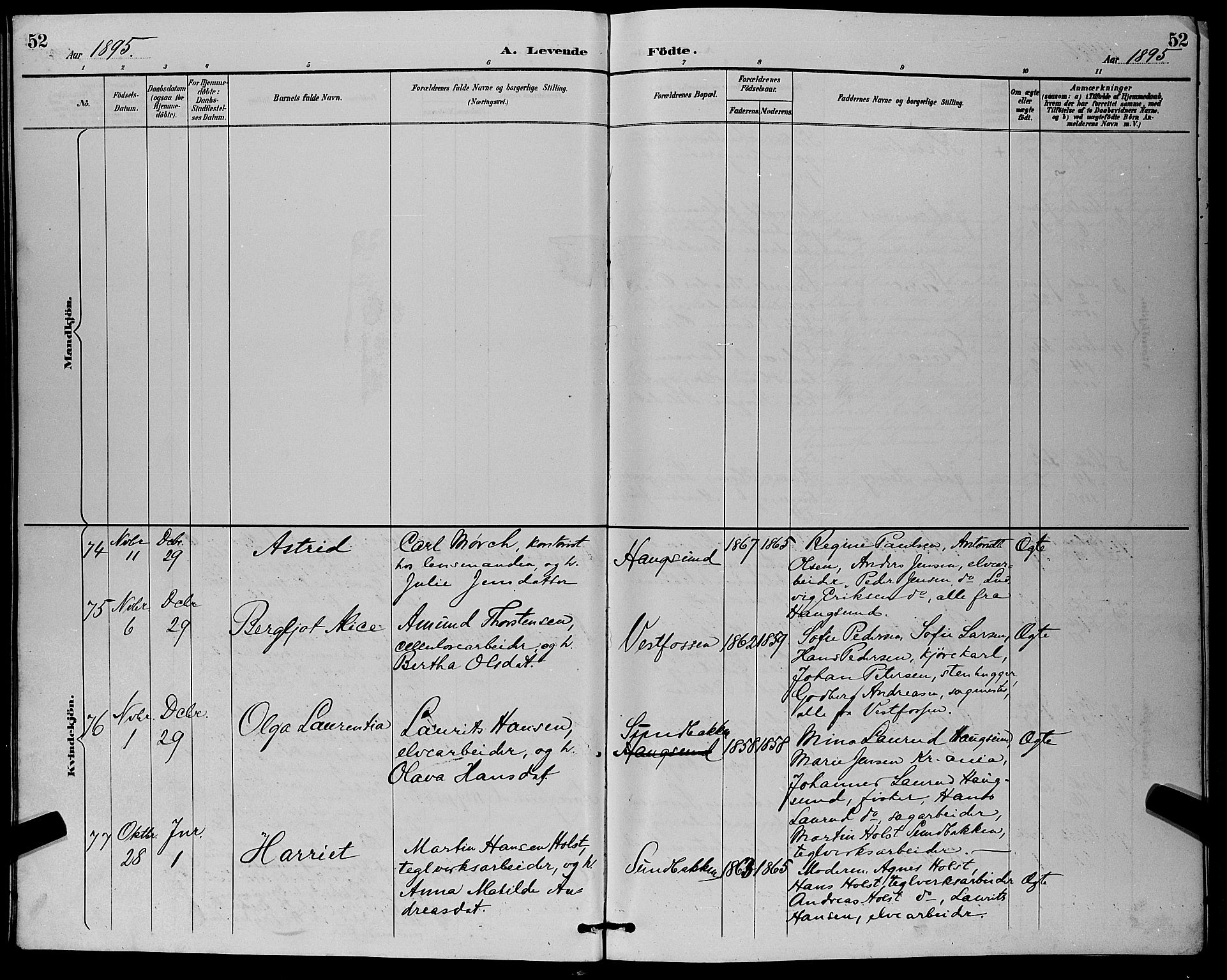 Eiker kirkebøker, SAKO/A-4/G/Ga/L0007: Parish register (copy) no. I 7, 1893-1902, p. 52