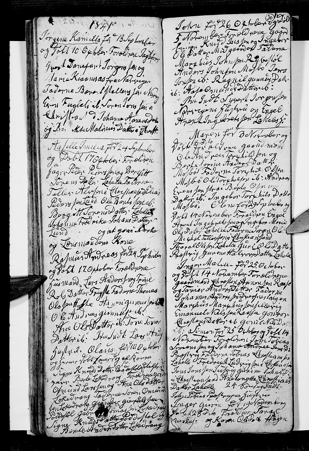 Oddernes sokneprestkontor, SAK/1111-0033/F/Fb/Fba/L0004: Parish register (copy) no. B 4, 1837-1846, p. 30