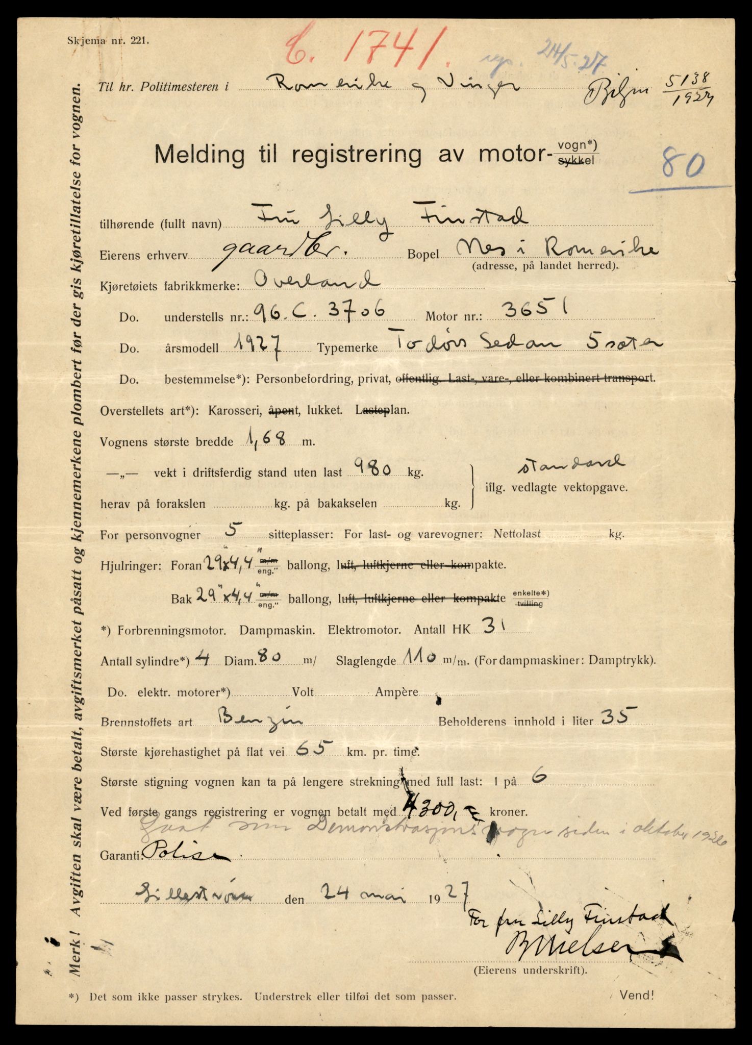 Møre og Romsdal vegkontor - Ålesund trafikkstasjon, SAT/A-4099/F/Fe/L0003: Registreringskort for kjøretøy T 232 - T 340, 1927-1998, p. 2507