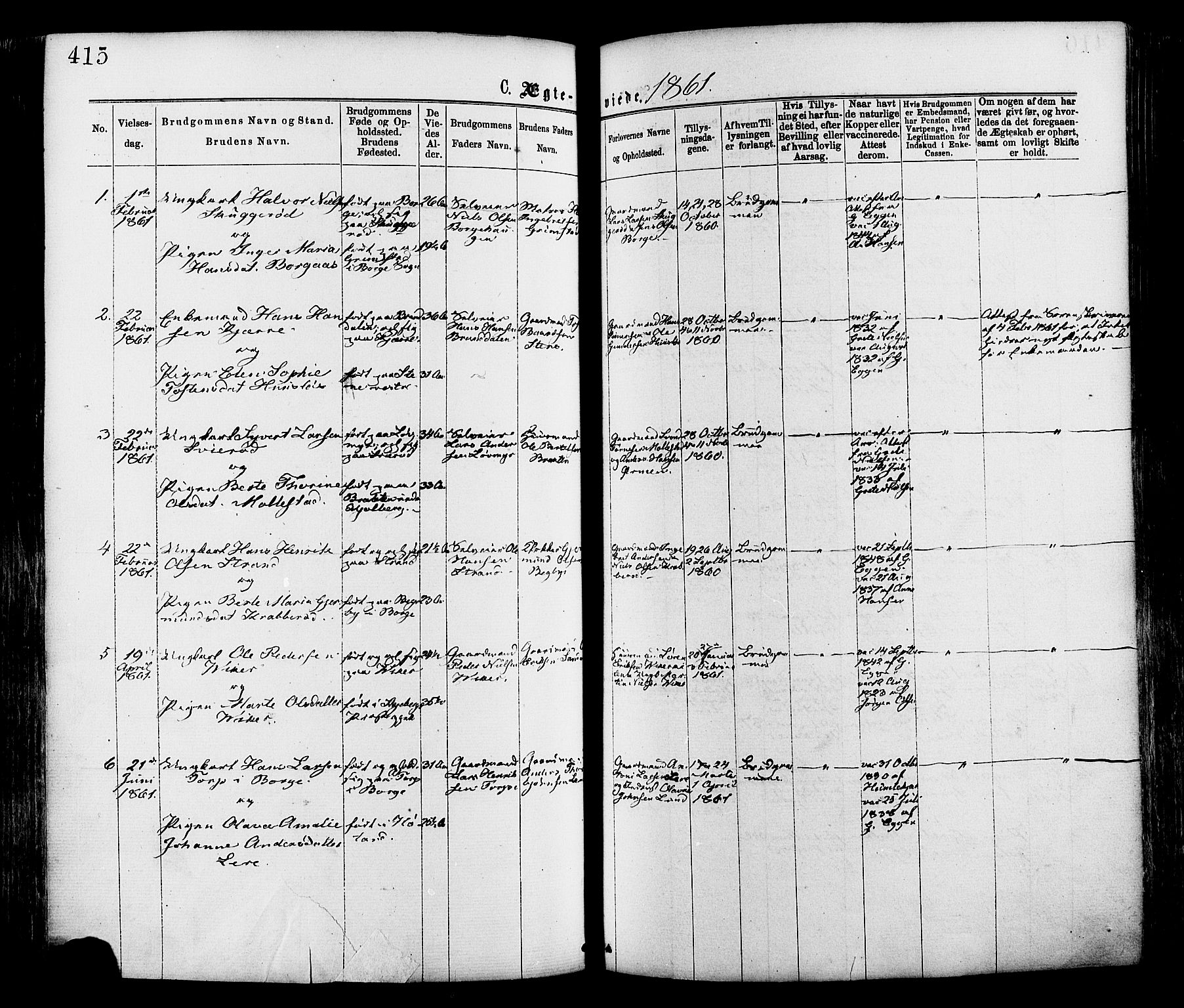 Onsøy prestekontor Kirkebøker, SAO/A-10914/F/Fa/L0004: Parish register (official) no. I 4, 1861-1877, p. 415