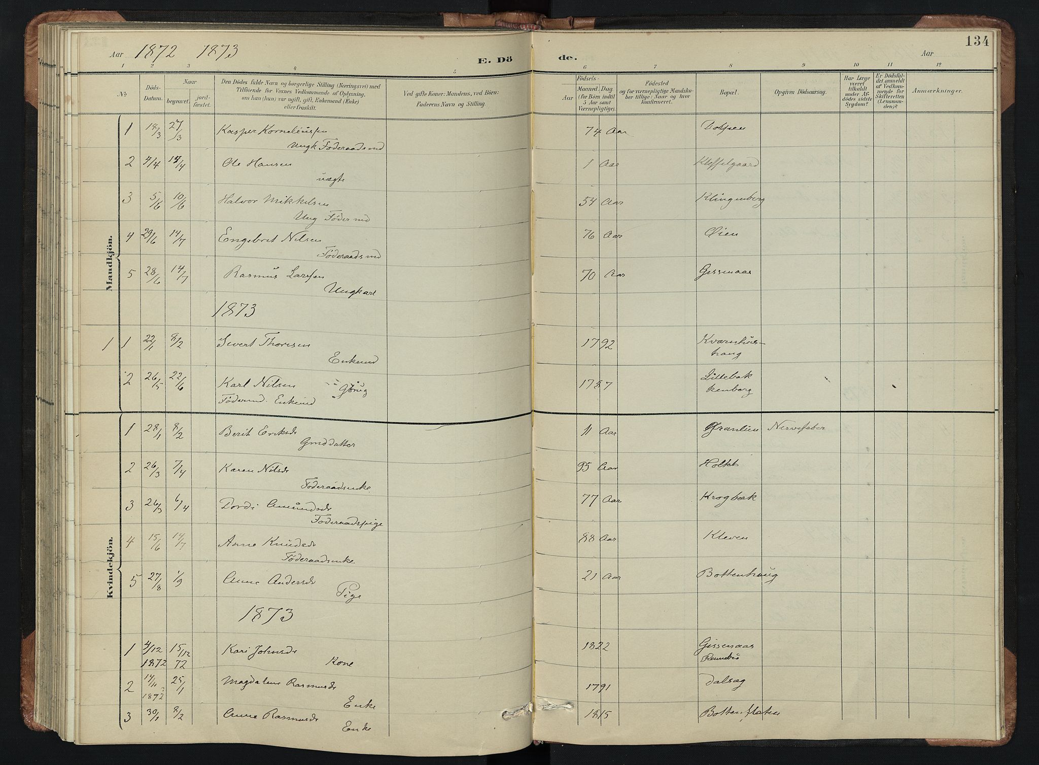 Kvikne prestekontor, AV/SAH-PREST-064/H/Ha/Hab/L0002: Parish register (copy) no. 2, 1859-1901, p. 134