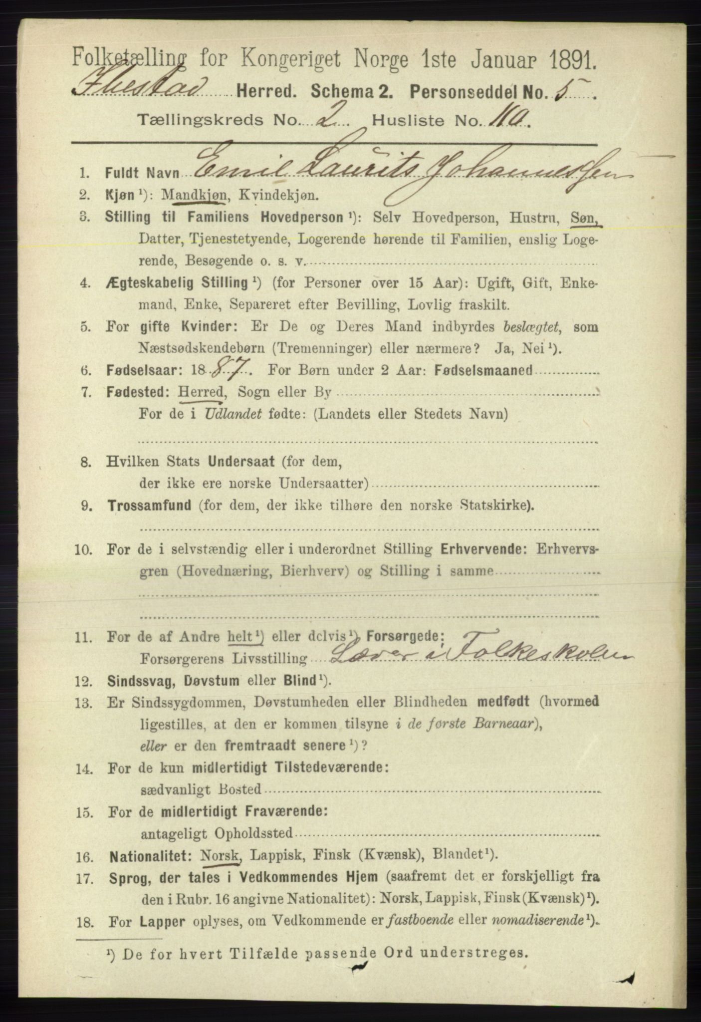 RA, 1891 census for 1917 Ibestad, 1891, p. 1542