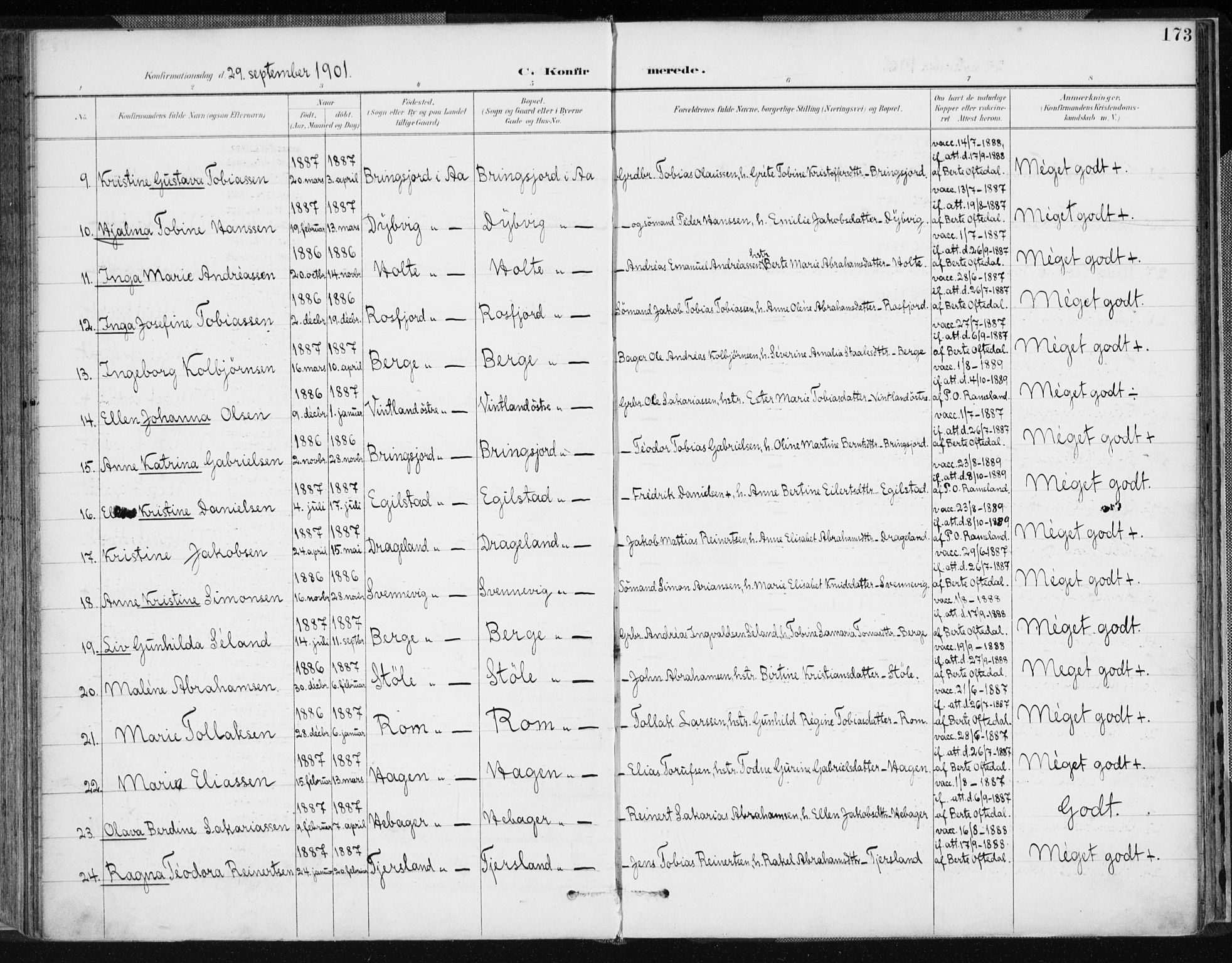 Lyngdal sokneprestkontor, AV/SAK-1111-0029/F/Fa/Fac/L0012: Parish register (official) no. A 12, 1894-1918, p. 173