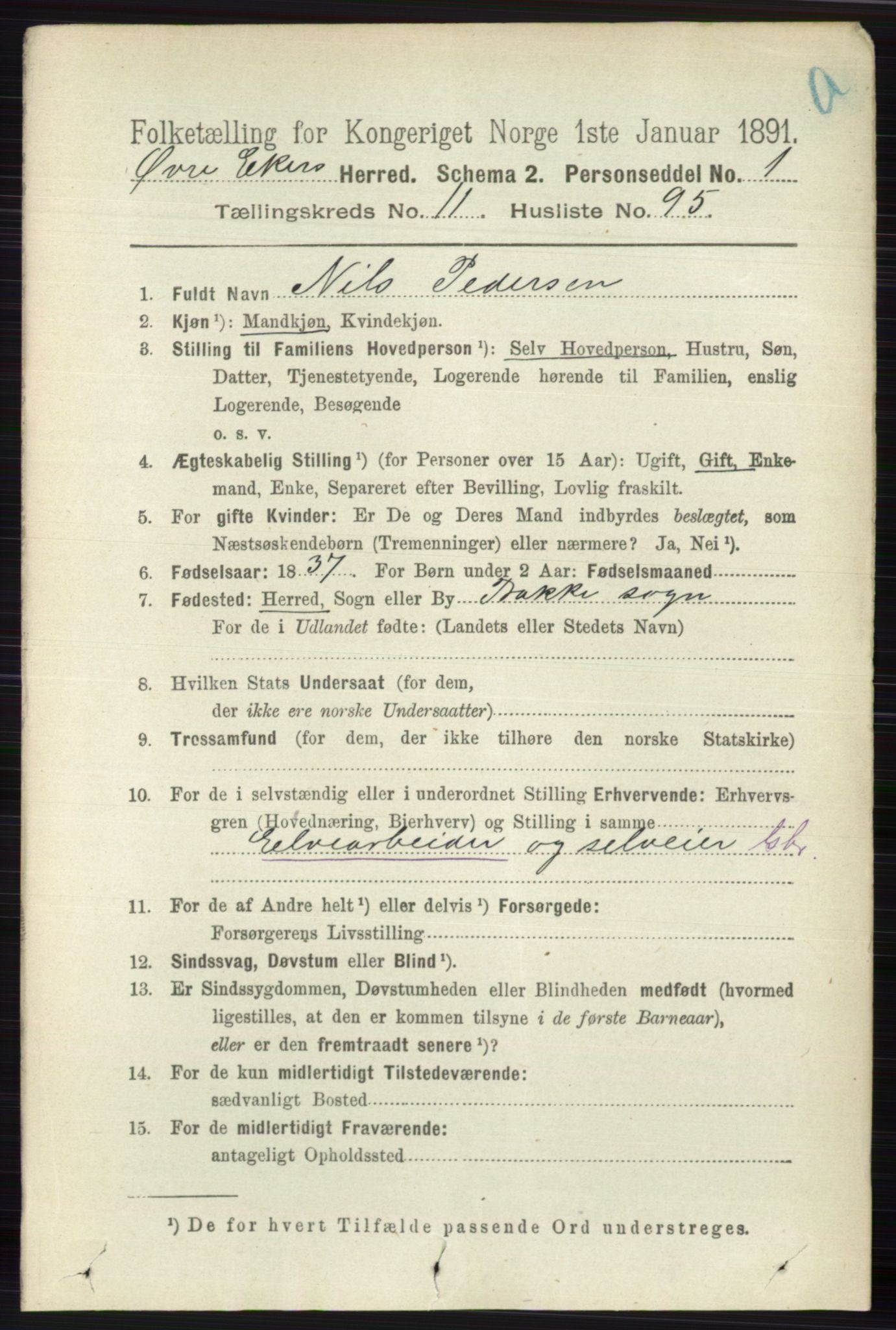 RA, 1891 census for 0624 Øvre Eiker, 1891, p. 5184