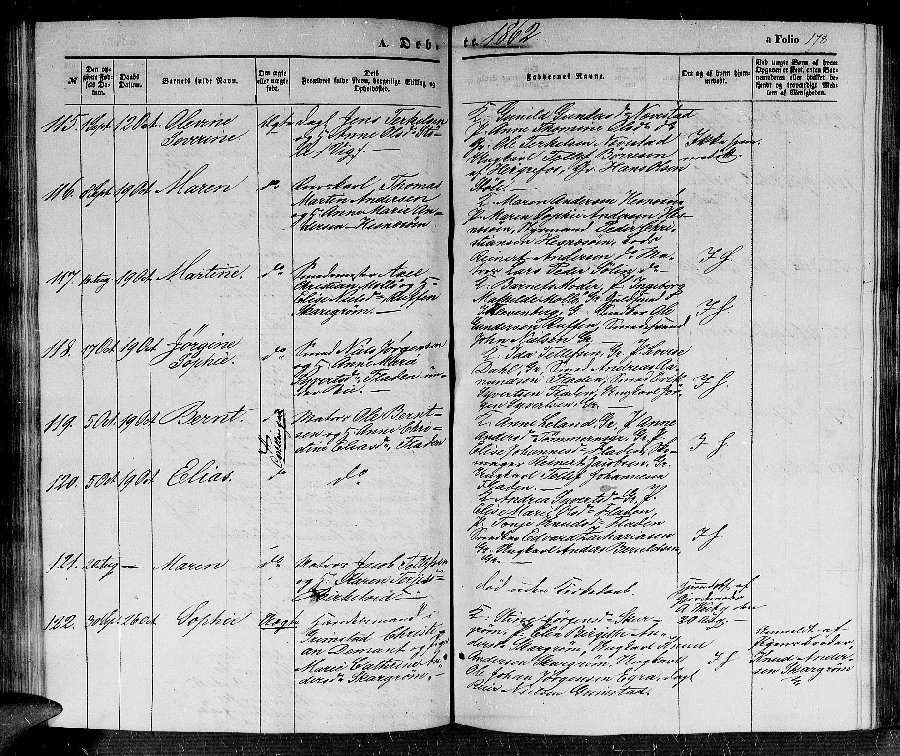Fjære sokneprestkontor, SAK/1111-0011/F/Fb/L0008: Parish register (copy) no. B 8, 1854-1867, p. 178