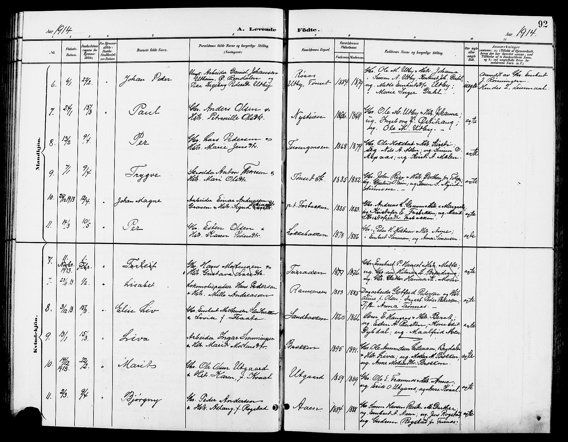 Tynset prestekontor, AV/SAH-PREST-058/H/Ha/Hab/L0009: Parish register (copy) no. 9, 1900-1914, p. 92