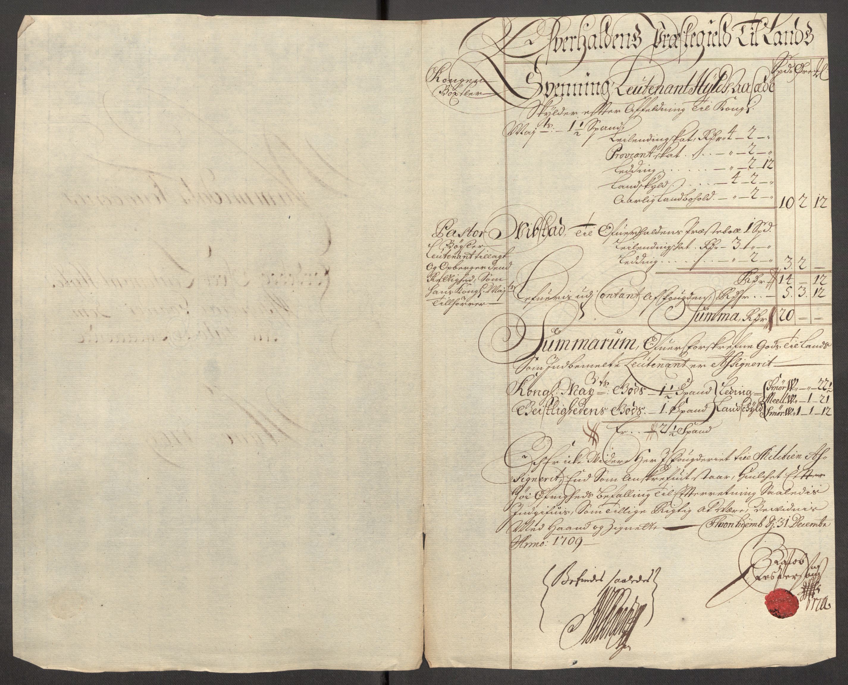 Rentekammeret inntil 1814, Reviderte regnskaper, Fogderegnskap, RA/EA-4092/R64/L4431: Fogderegnskap Namdal, 1709-1710, p. 161