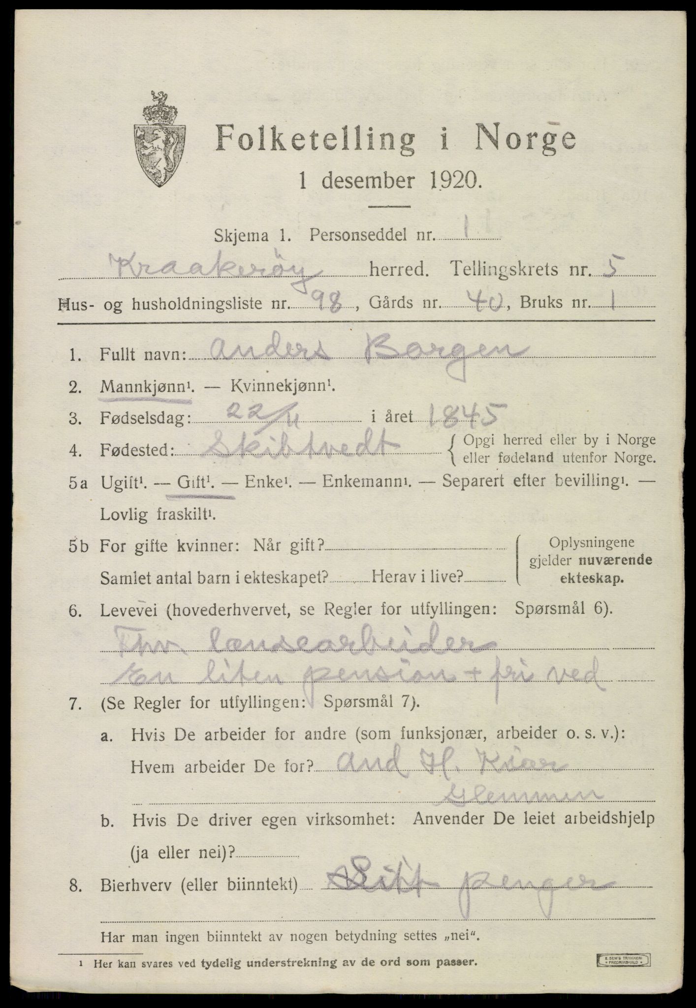 SAO, 1920 census for Kråkerøy, 1920, p. 7498