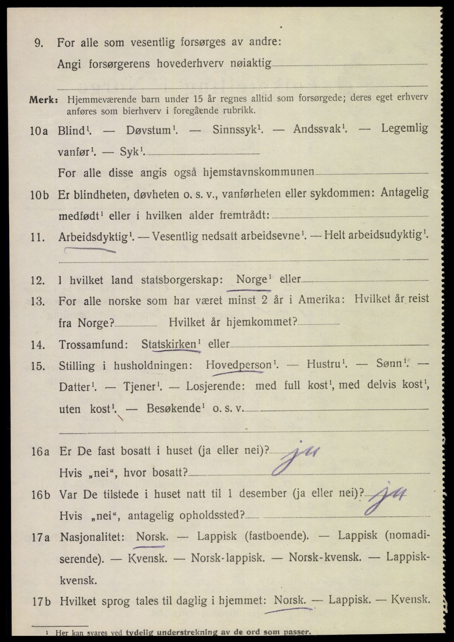 SAT, 1920 census for Sparbu, 1920, p. 5198