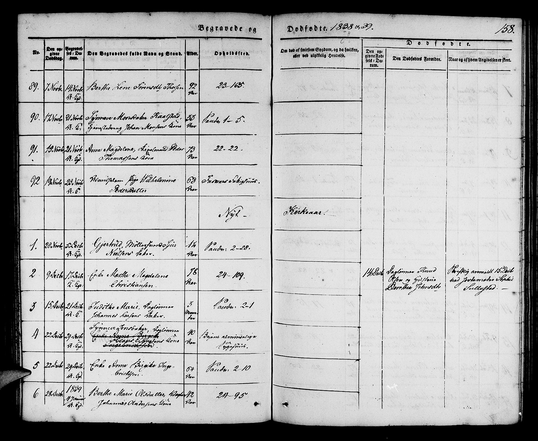 Korskirken sokneprestembete, SAB/A-76101/H/Haa/L0043: Parish register (official) no. E 1, 1834-1848, p. 158