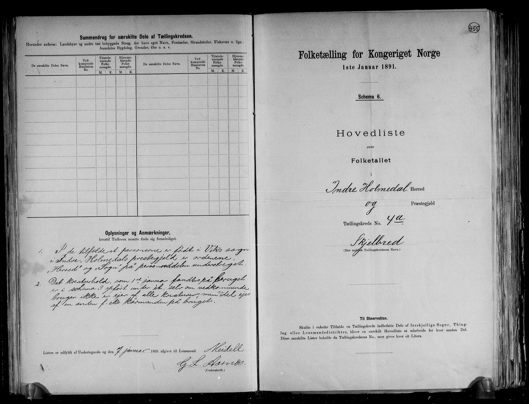 RA, 1891 census for 1430 Indre Holmedal, 1891, p. 10