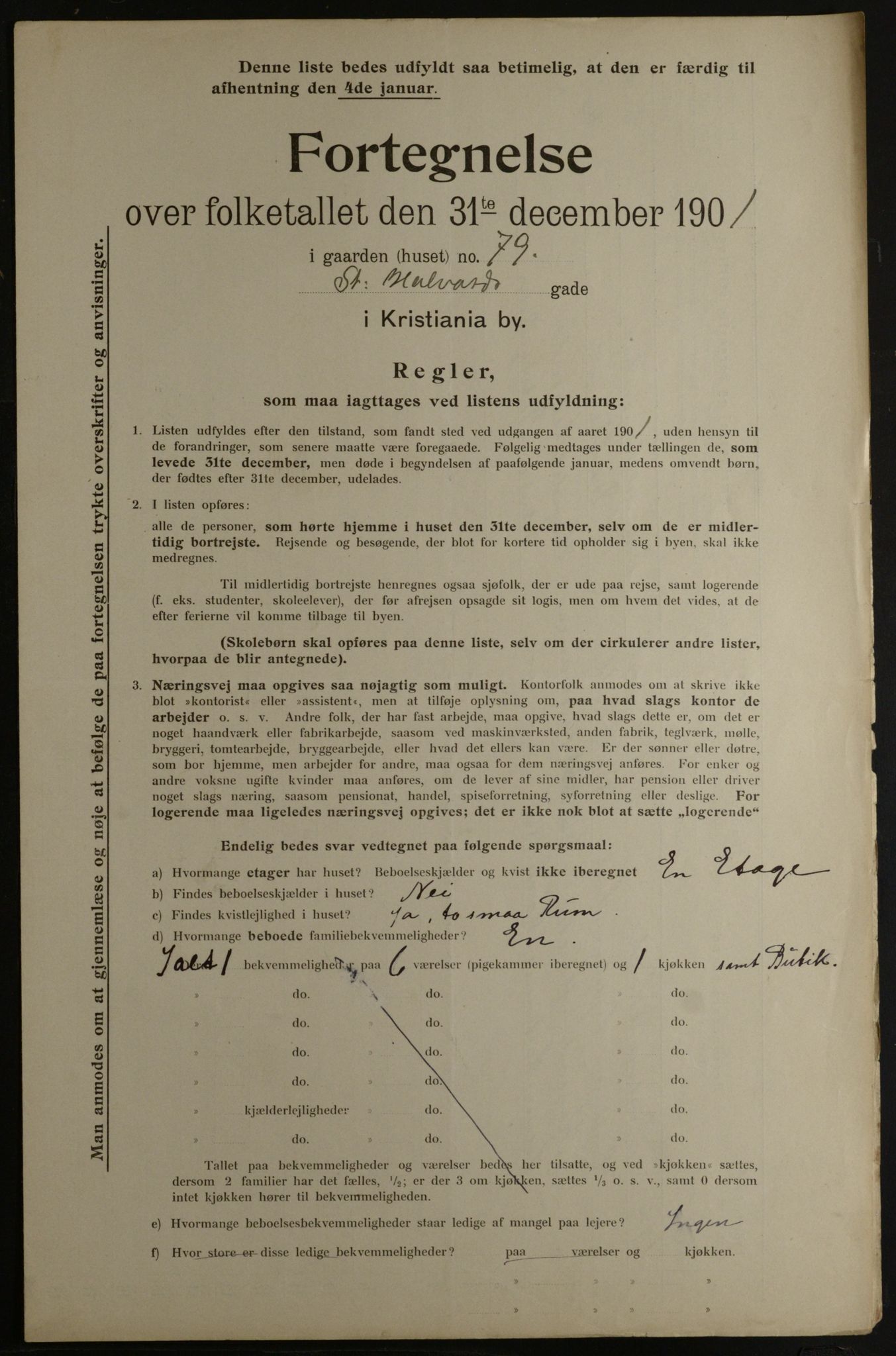 OBA, Municipal Census 1901 for Kristiania, 1901, p. 13600