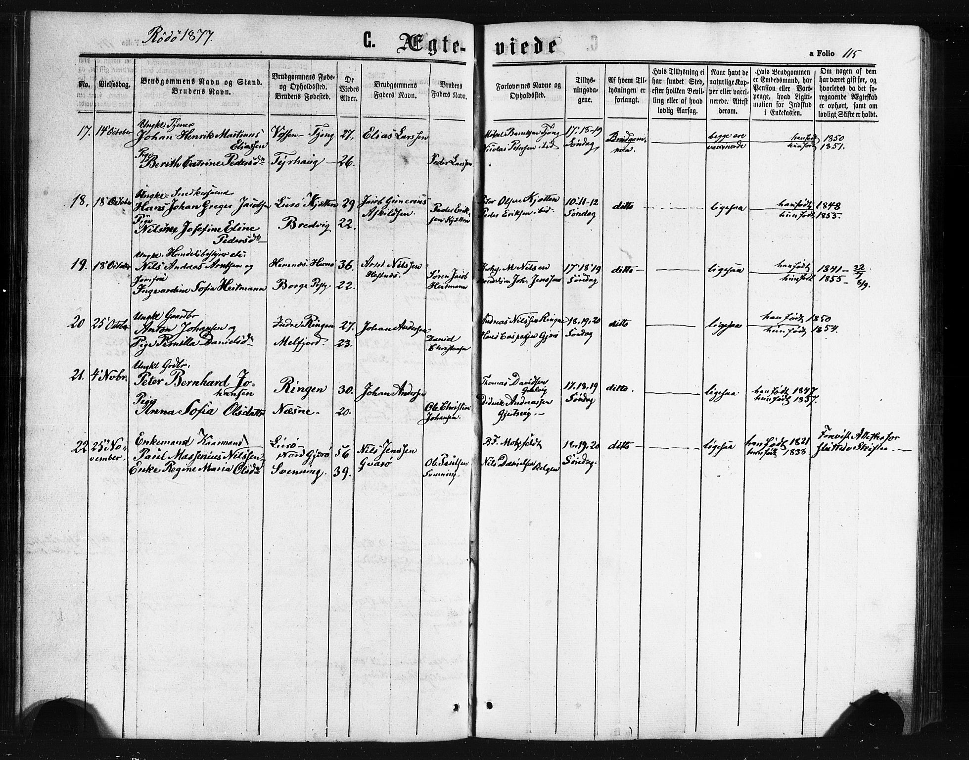 Ministerialprotokoller, klokkerbøker og fødselsregistre - Nordland, AV/SAT-A-1459/841/L0607: Parish register (official) no. 841A11 /1, 1863-1877, p. 115