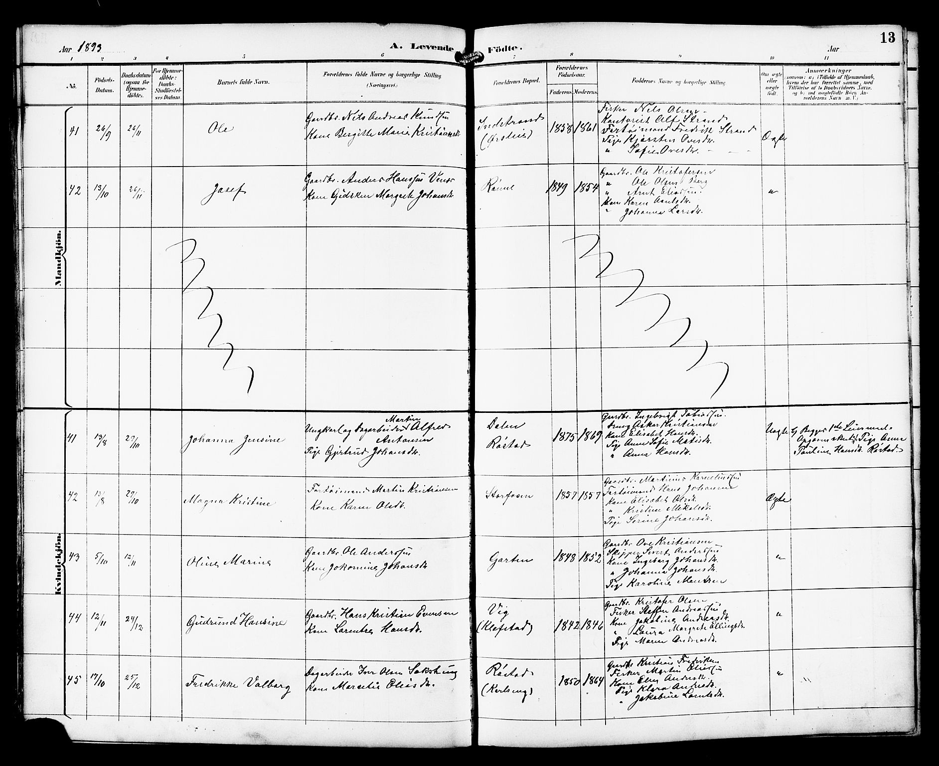 Ministerialprotokoller, klokkerbøker og fødselsregistre - Sør-Trøndelag, AV/SAT-A-1456/659/L0746: Parish register (copy) no. 659C03, 1893-1912, p. 13