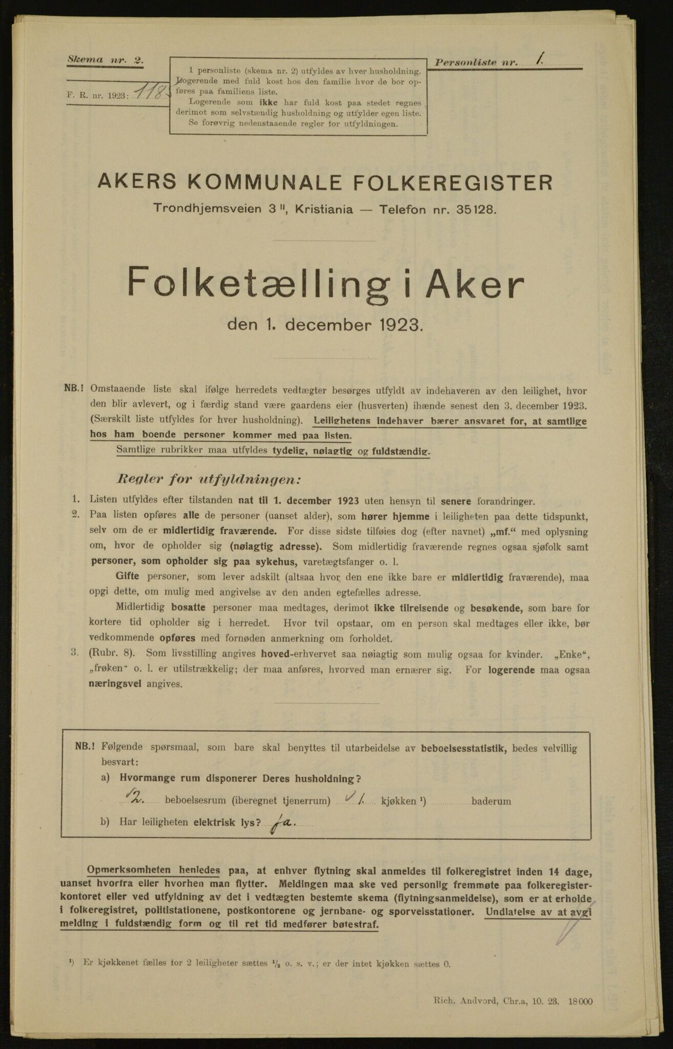 , Municipal Census 1923 for Aker, 1923, p. 29945