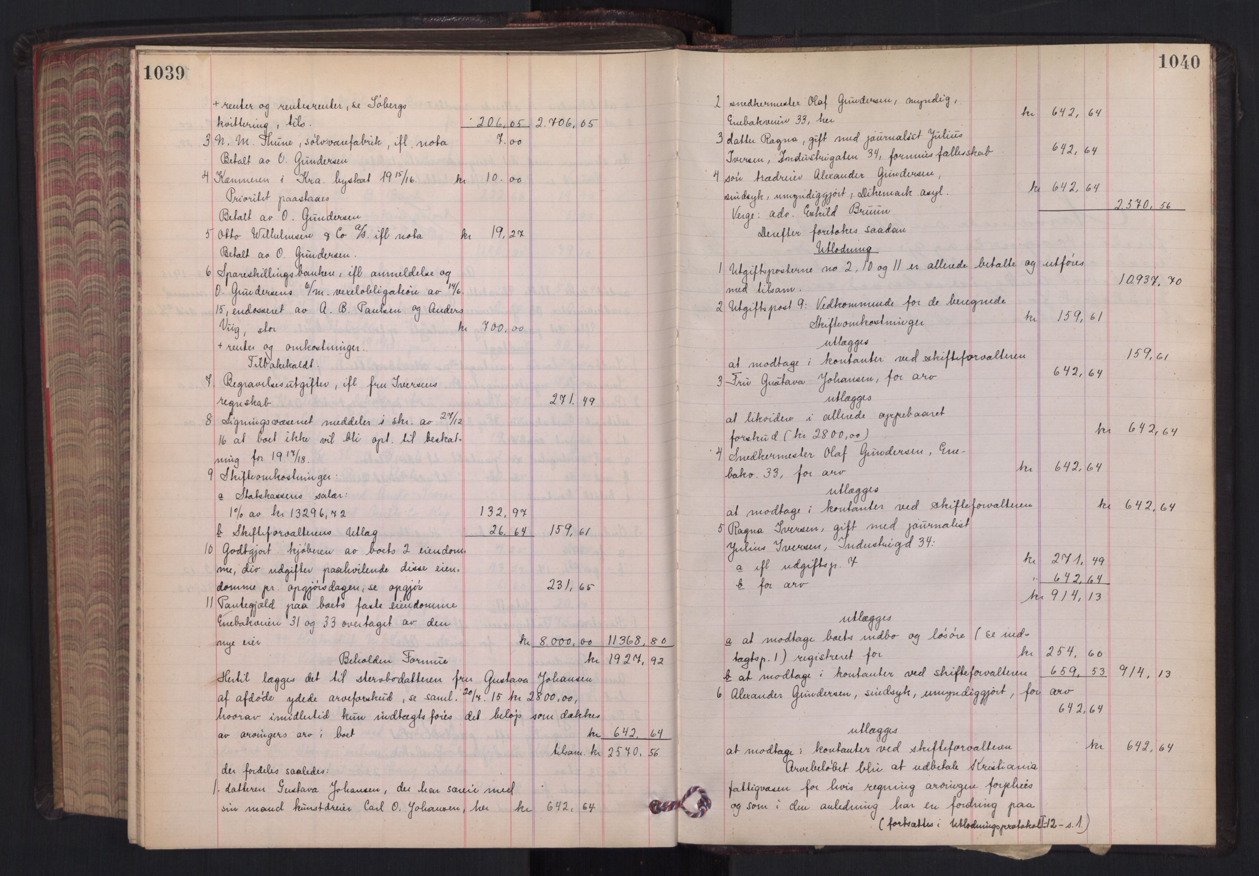 Oslo skifterett, AV/SAO-A-10383/H/Hd/Hdb/L0011: Skifteutlodningsprotokoll, 1915-1917, p. 1039-1040