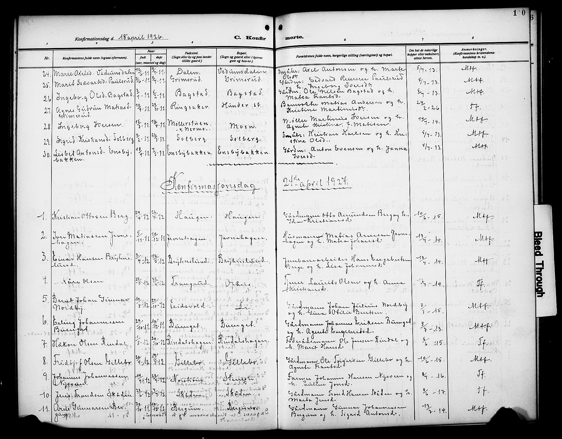 Øyer prestekontor, AV/SAH-PREST-084/H/Ha/Hab/L0007: Parish register (copy) no. 7, 1913-1928, p. 100