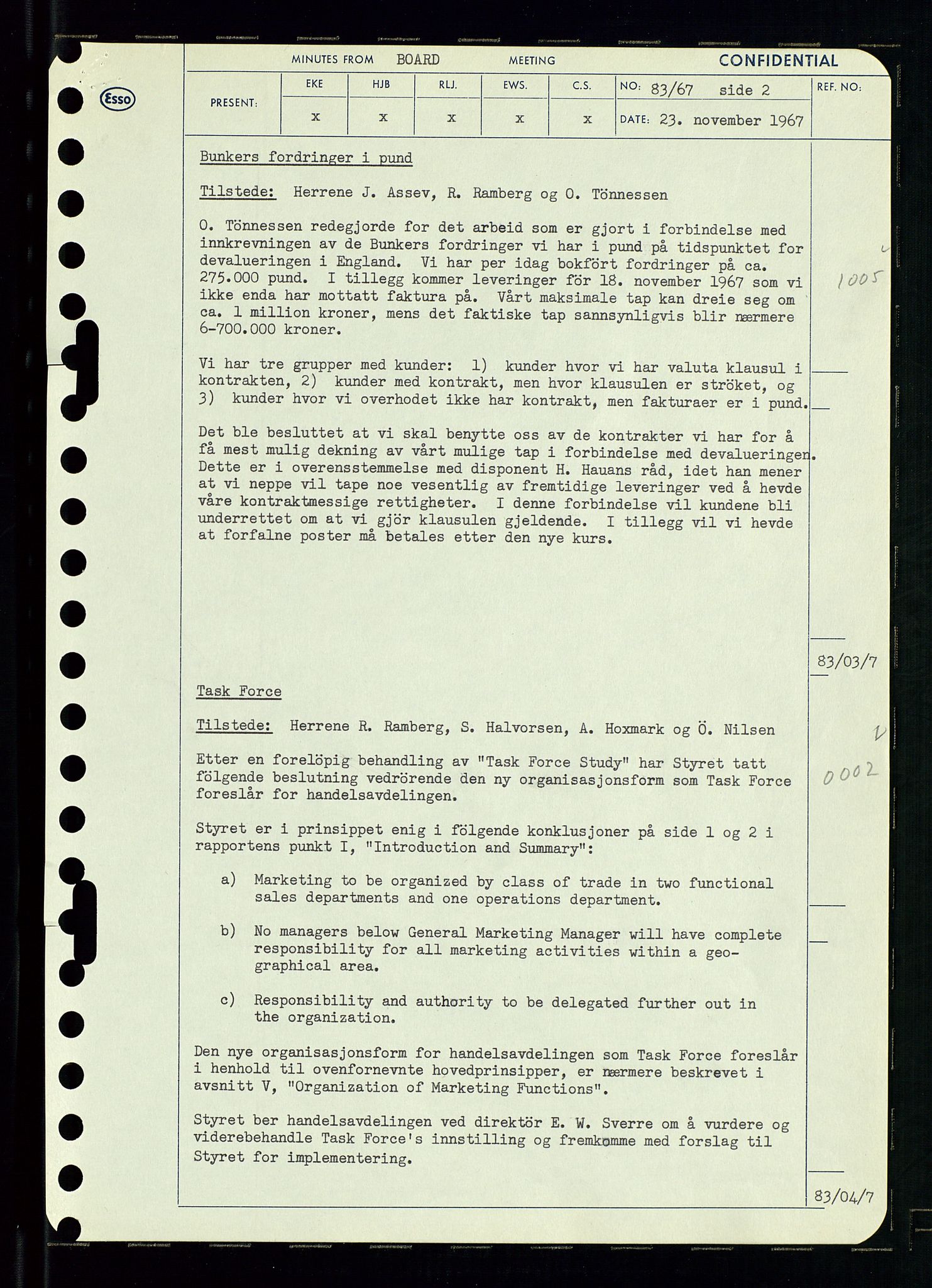 Pa 0982 - Esso Norge A/S, AV/SAST-A-100448/A/Aa/L0002/0003: Den administrerende direksjon Board minutes (styrereferater) / Den administrerende direksjon Board minutes (styrereferater), 1967, p. 169