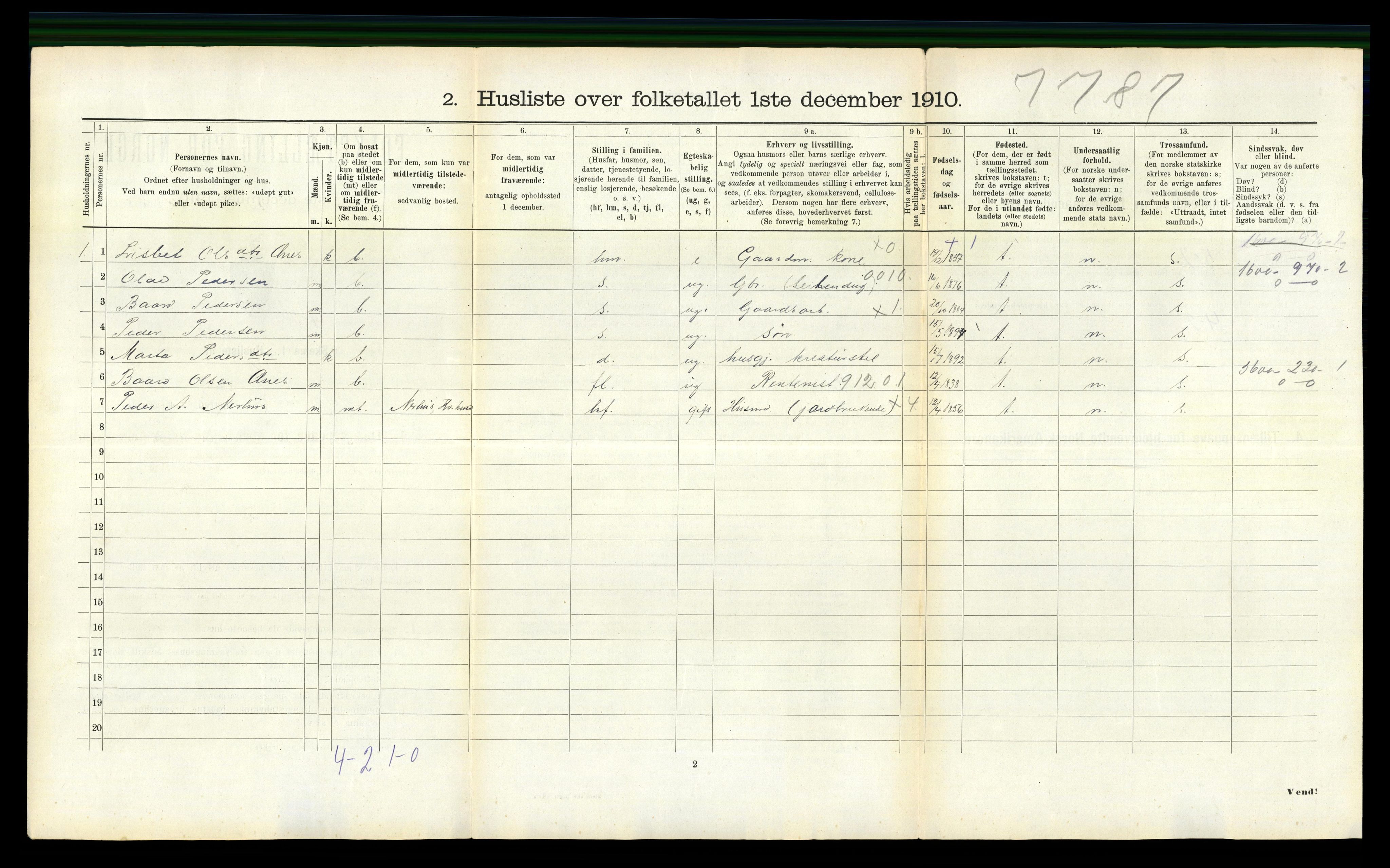 RA, 1910 census for Kvinnherad, 1910, p. 588