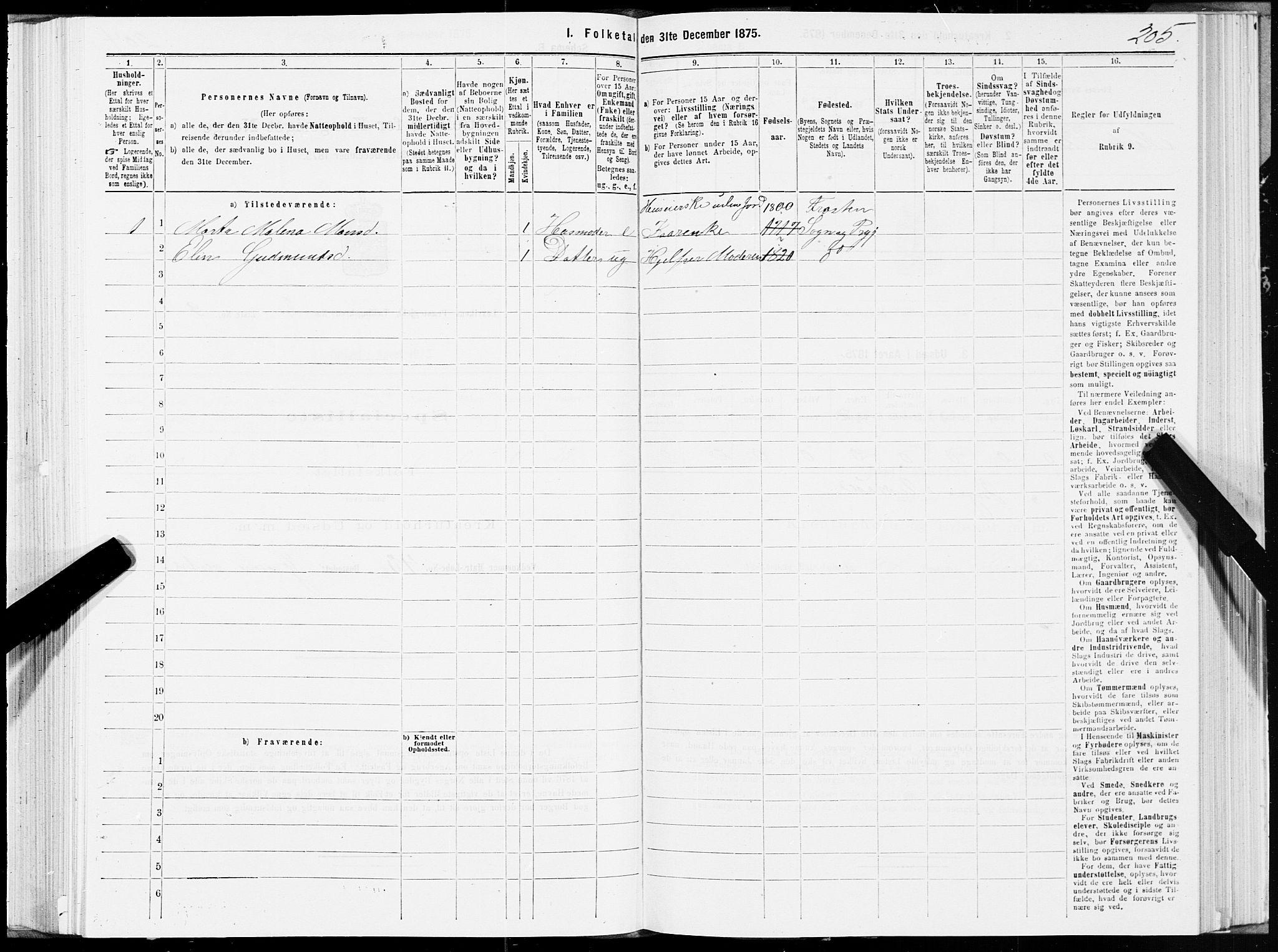 SAT, 1875 census for 1718P Leksvik, 1875, p. 1205