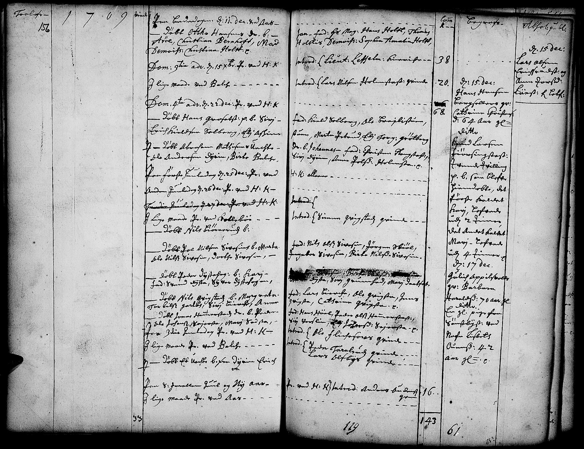 Toten prestekontor, SAH/PREST-102/H/Ha/Haa/L0001: Parish register (official) no. 1, 1695-1713, p. 156