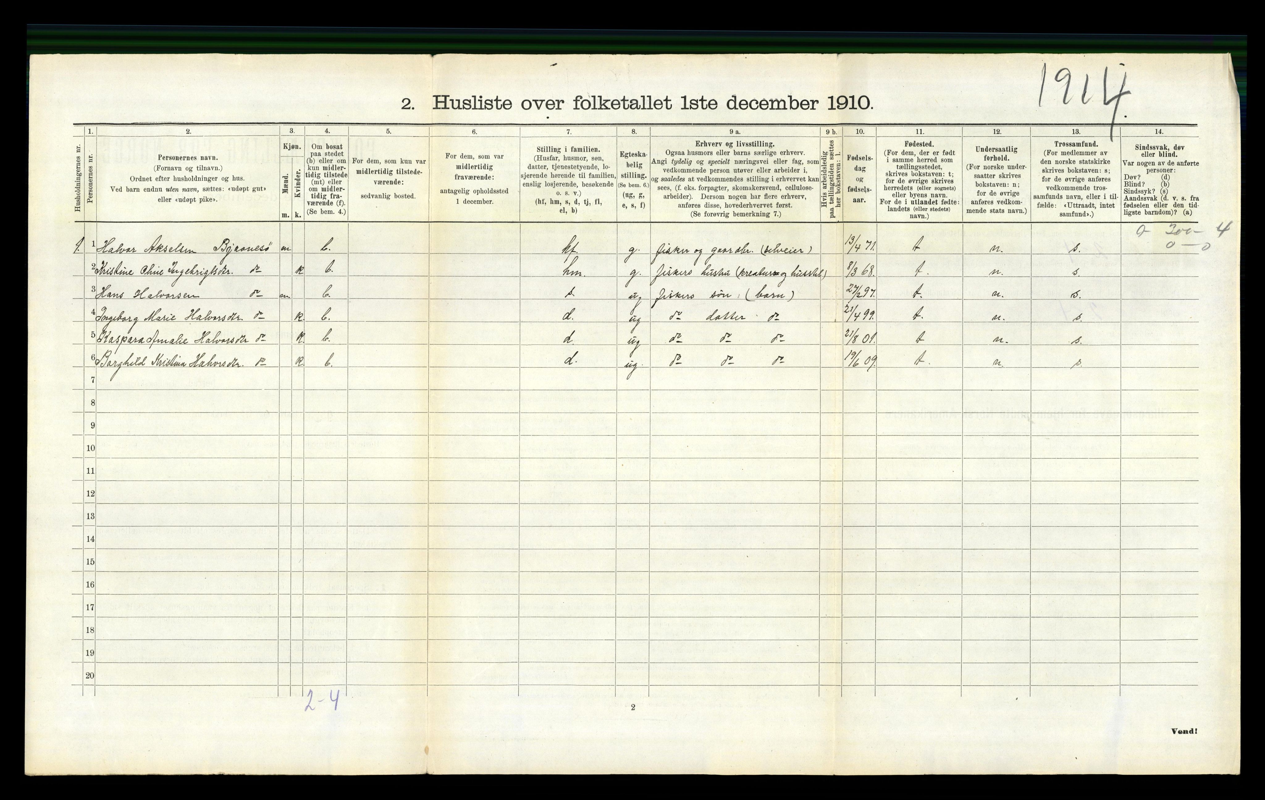 RA, 1910 census for Austevoll, 1910, p. 619