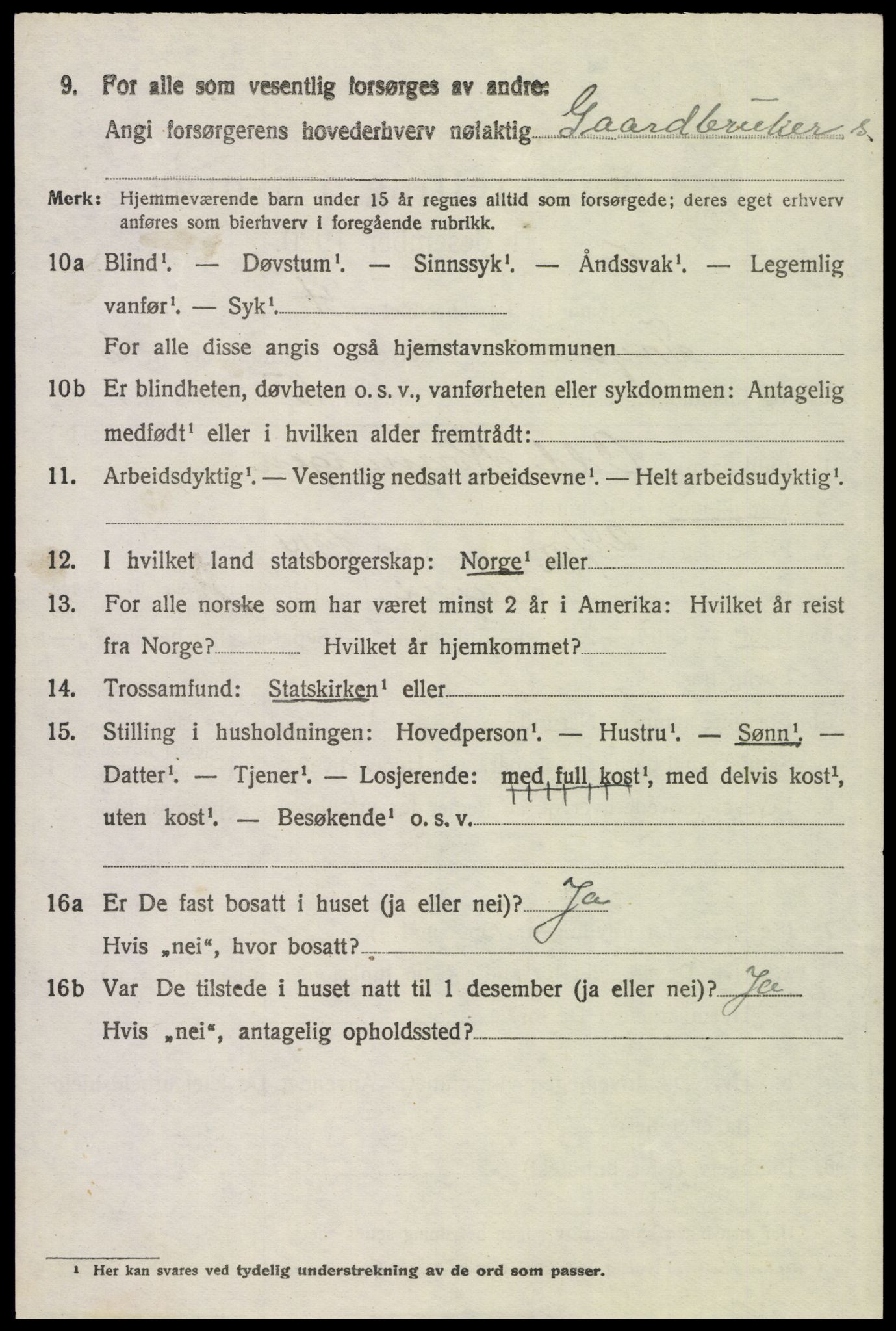 SAH, 1920 census for Trysil, 1920, p. 4536