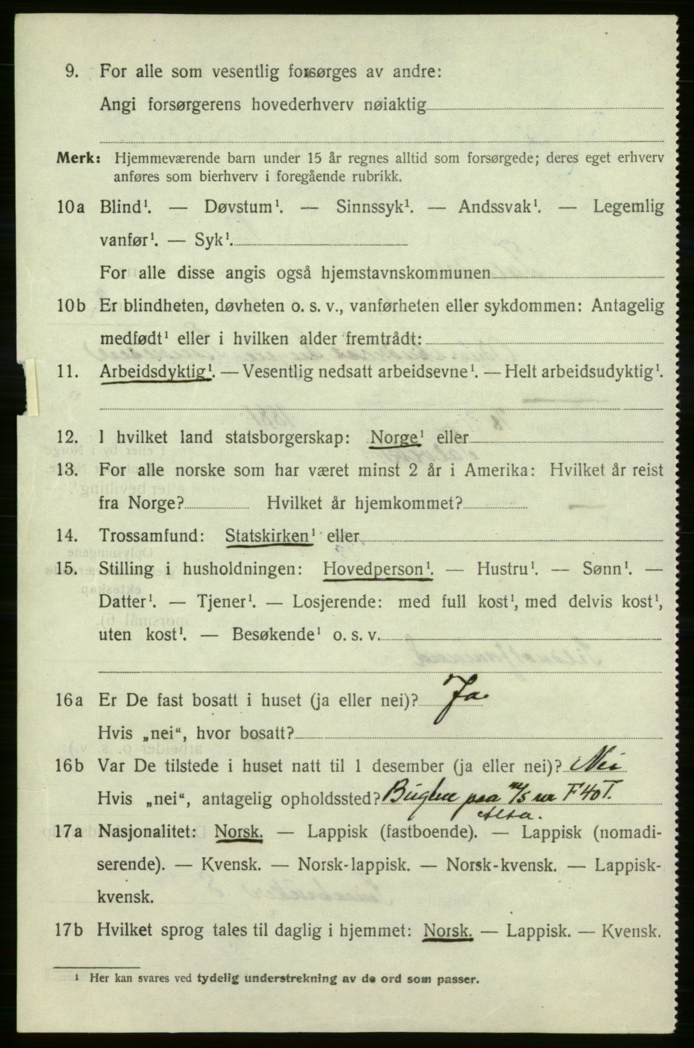 SATØ, 1920 census for Talvik, 1920, p. 1545