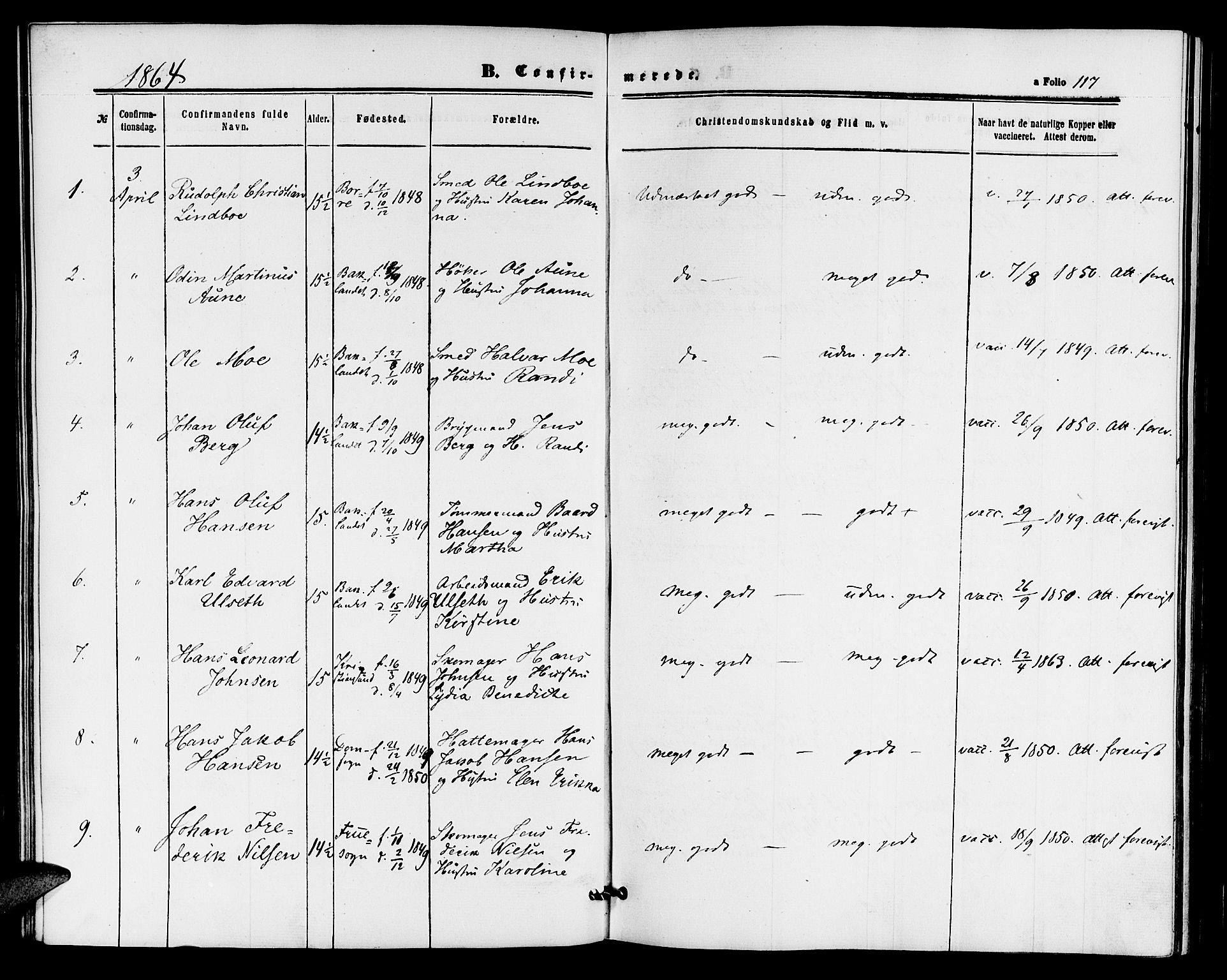 Ministerialprotokoller, klokkerbøker og fødselsregistre - Sør-Trøndelag, AV/SAT-A-1456/604/L0185: Parish register (official) no. 604A06, 1861-1865, p. 117
