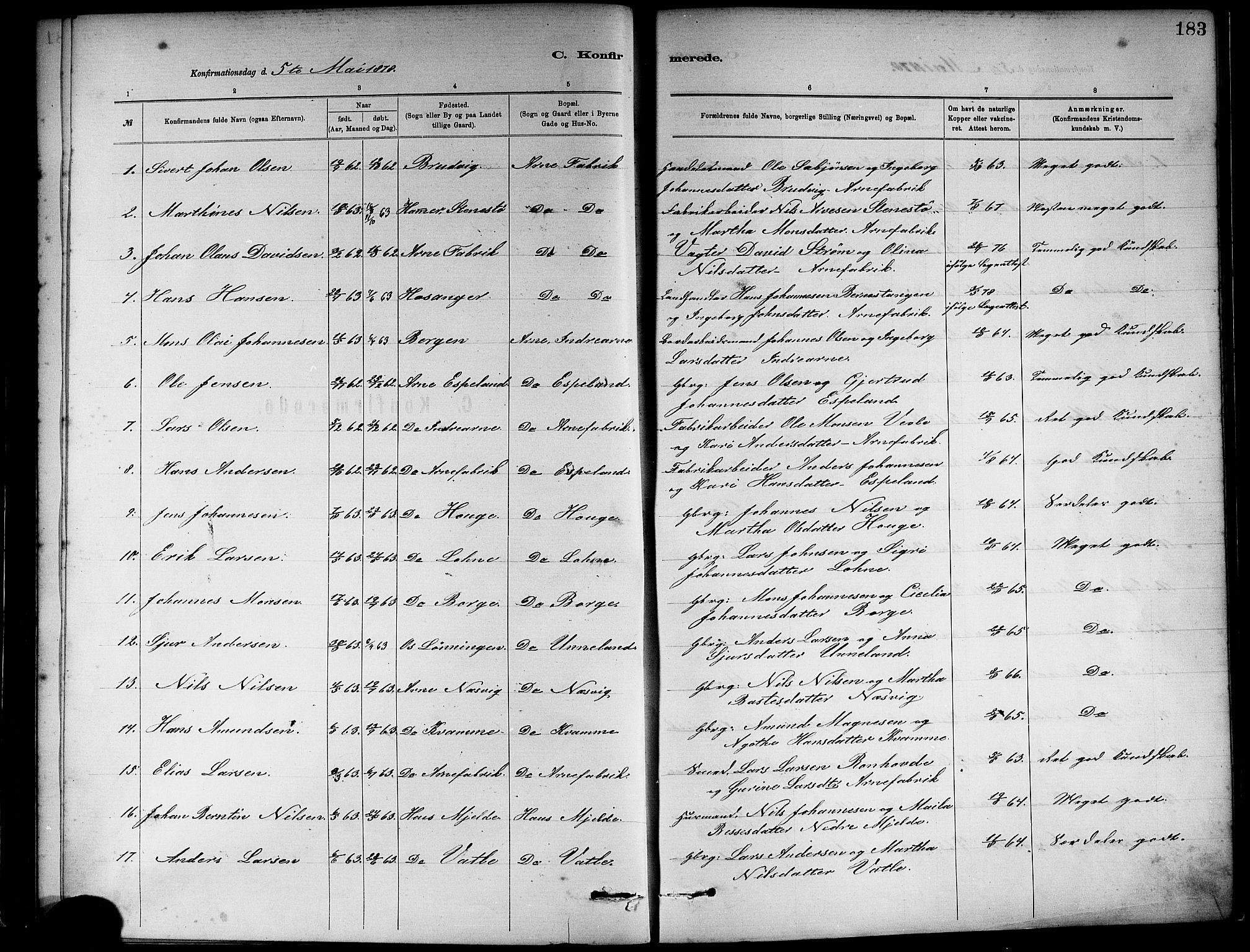 Haus sokneprestembete, SAB/A-75601/H/Haa: Parish register (official) no. A 19I, 1878-1886, p. 183
