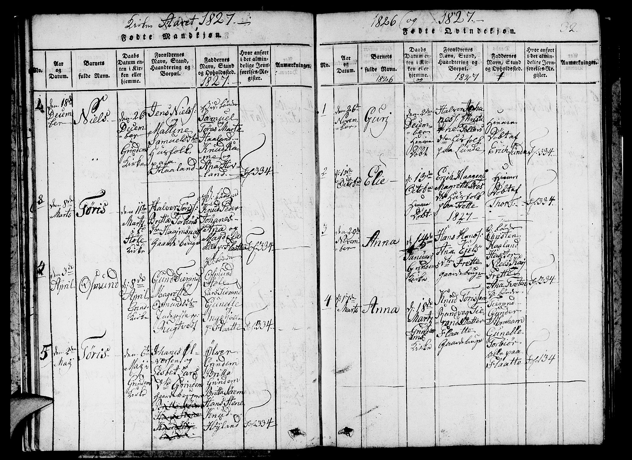 Etne sokneprestembete, SAB/A-75001/H/Hab: Parish register (copy) no. C 1, 1816-1841, p. 32