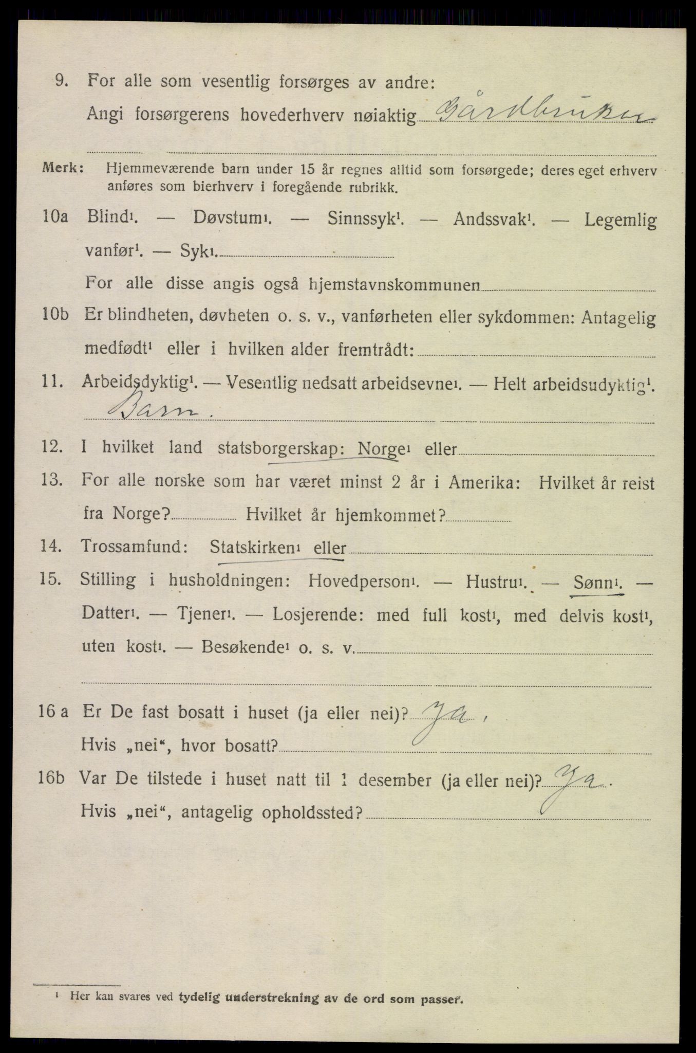 SAK, 1920 census for Øyestad, 1920, p. 5409