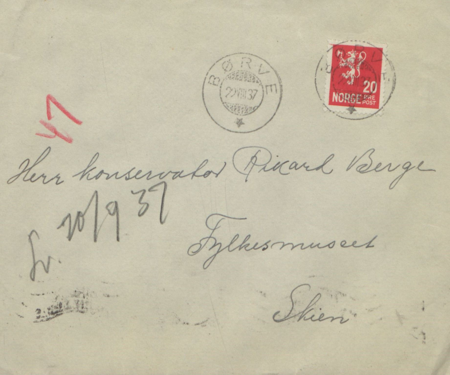 Rikard Berge, TEMU/TGM-A-1003/F/L0017/0044: 551-599 / 594 Brev, avisutklypp og lause blad, 1935-1943