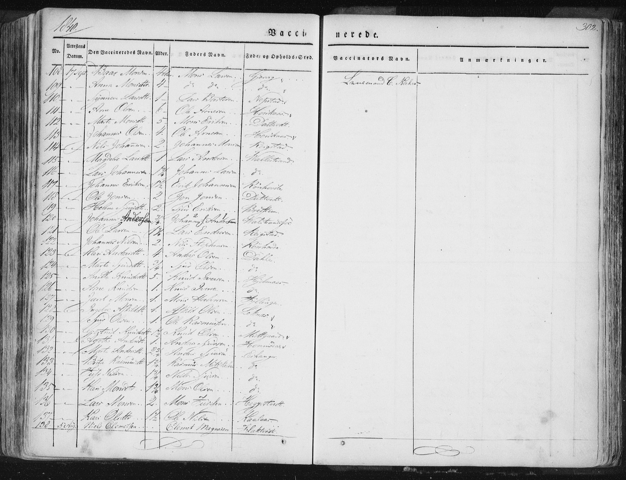 Hamre sokneprestembete, AV/SAB-A-75501/H/Ha/Haa/Haaa/L0012: Parish register (official) no. A 12, 1834-1845, p. 302