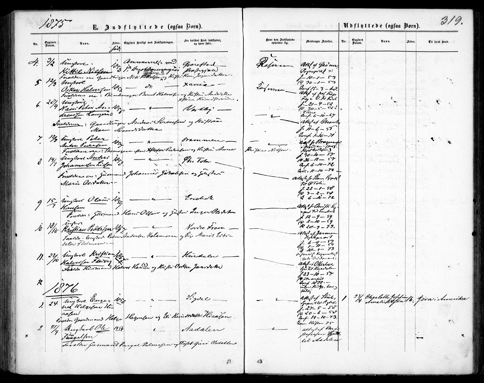 Garnisonsmenigheten Kirkebøker, SAO/A-10846/F/Fa/L0011: Parish register (official) no. 11, 1870-1880, p. 319