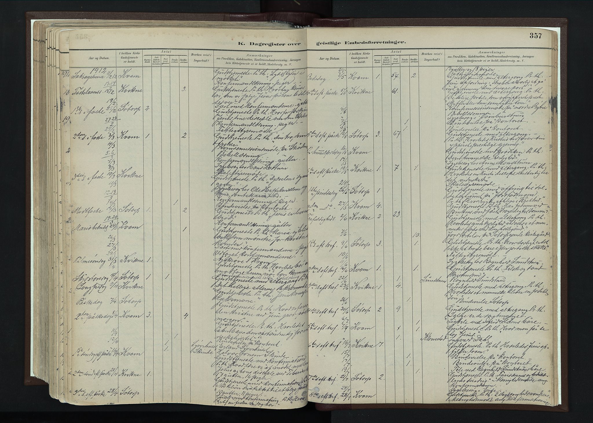 Nord-Fron prestekontor, SAH/PREST-080/H/Ha/Haa/L0004: Parish register (official) no. 4, 1884-1914, p. 357